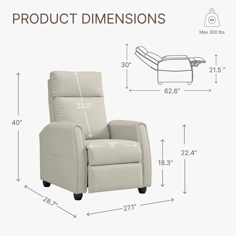 Andrea Recliner Chair with LED Lights, Heating  Massage