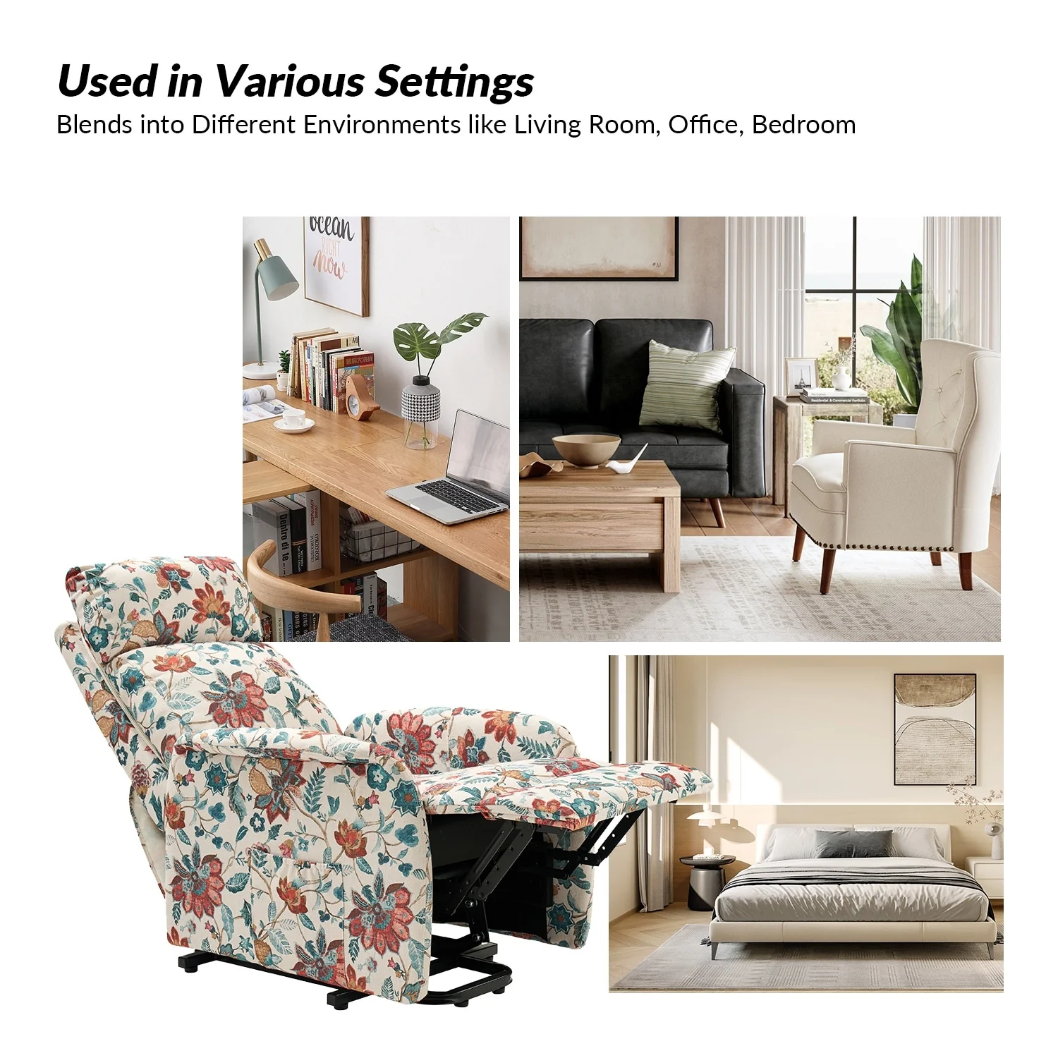 Elisa Power Remote Lift Assist Recliner with Metal Base