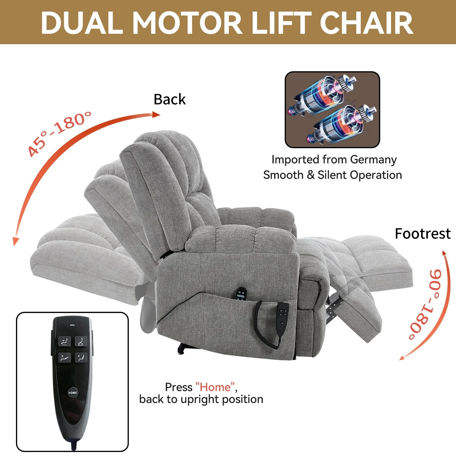 Electric Power Lift Recliners with Power-Remote