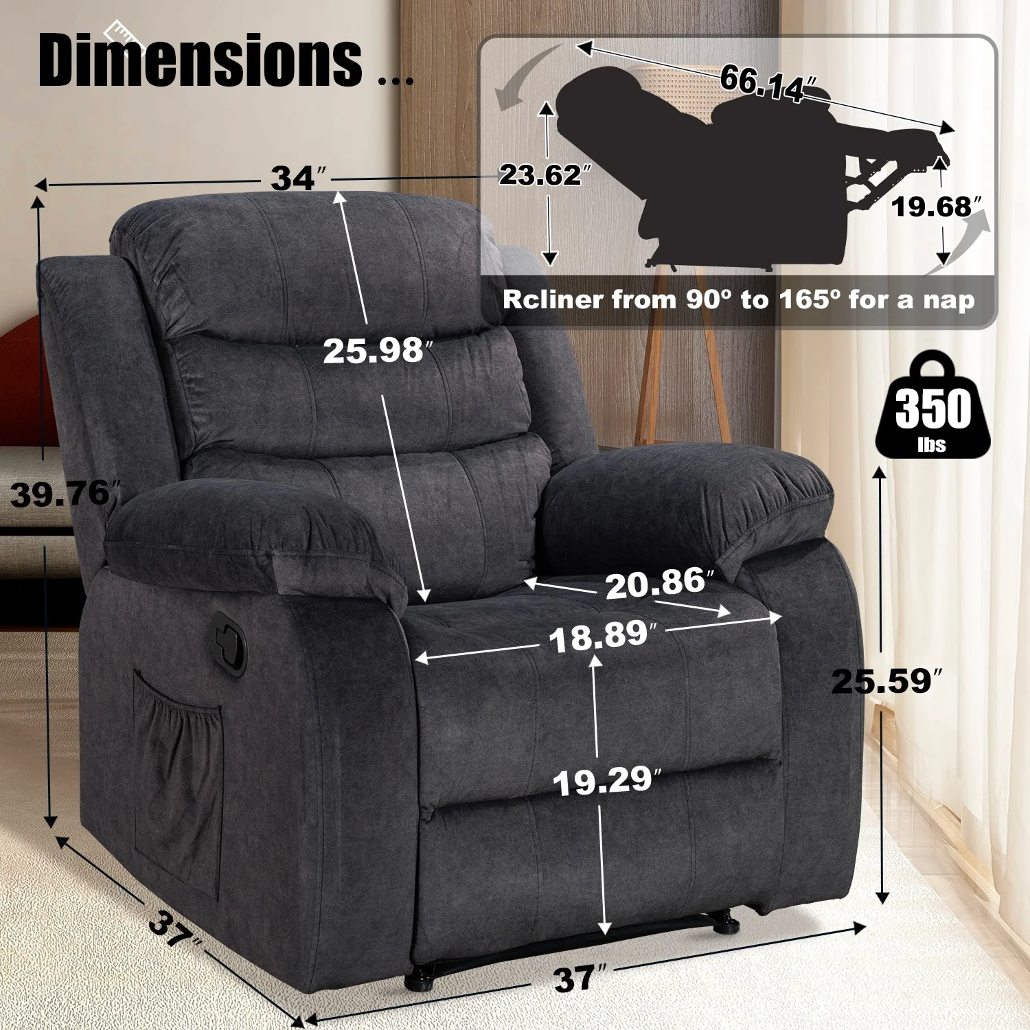 Soft Recliner Chair with Massage and Heat Function