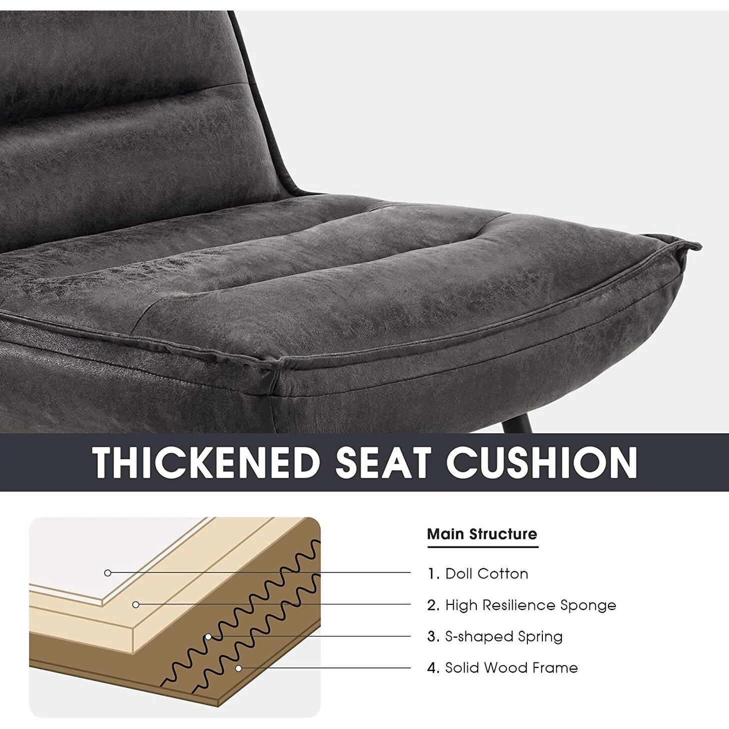 MCombo Modern Chair with Ottoman, Bronzing Fabric Upholstered Leisure Chairs