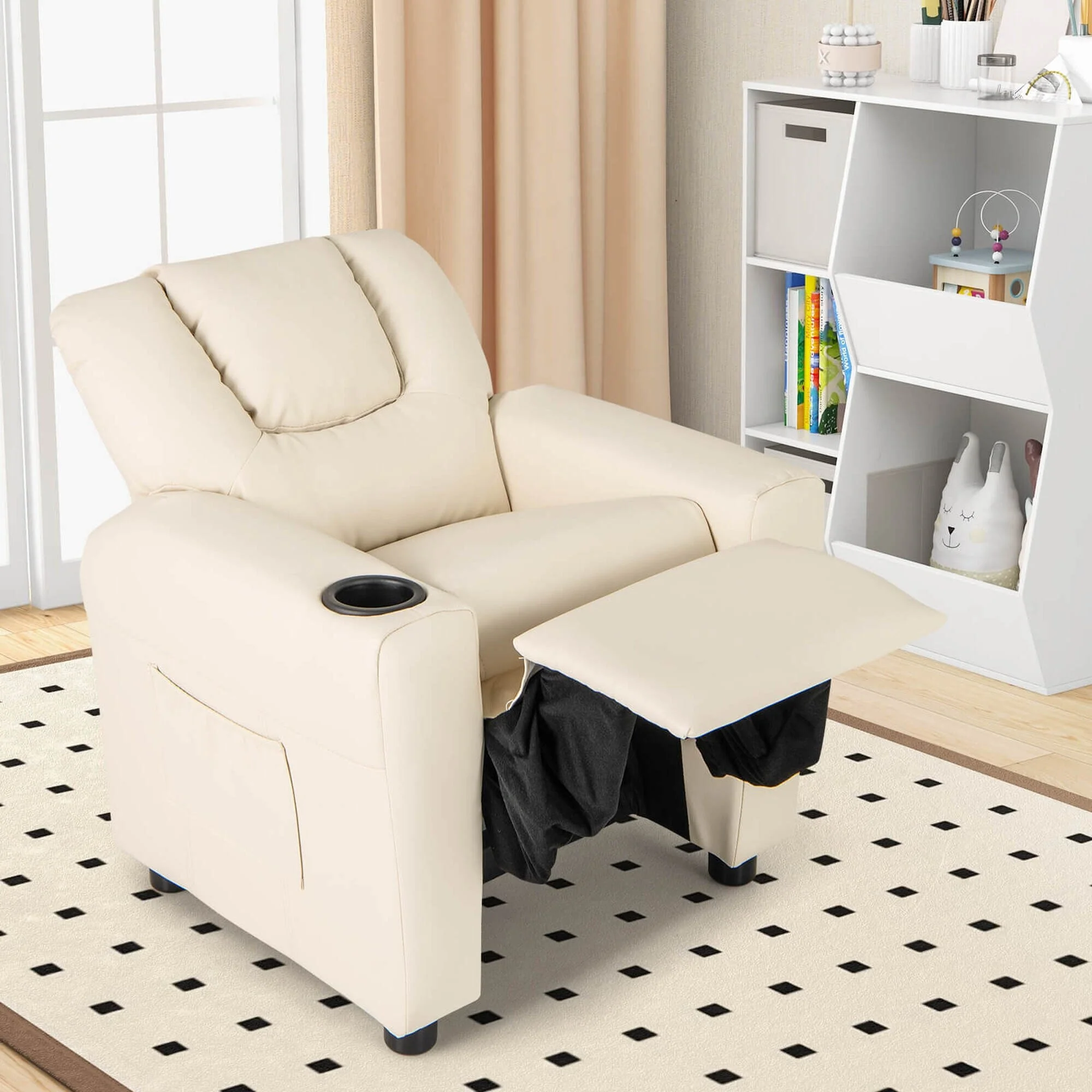 Costway Kids Recliner Chair with Cup Holder  Side Pocket Adjustable