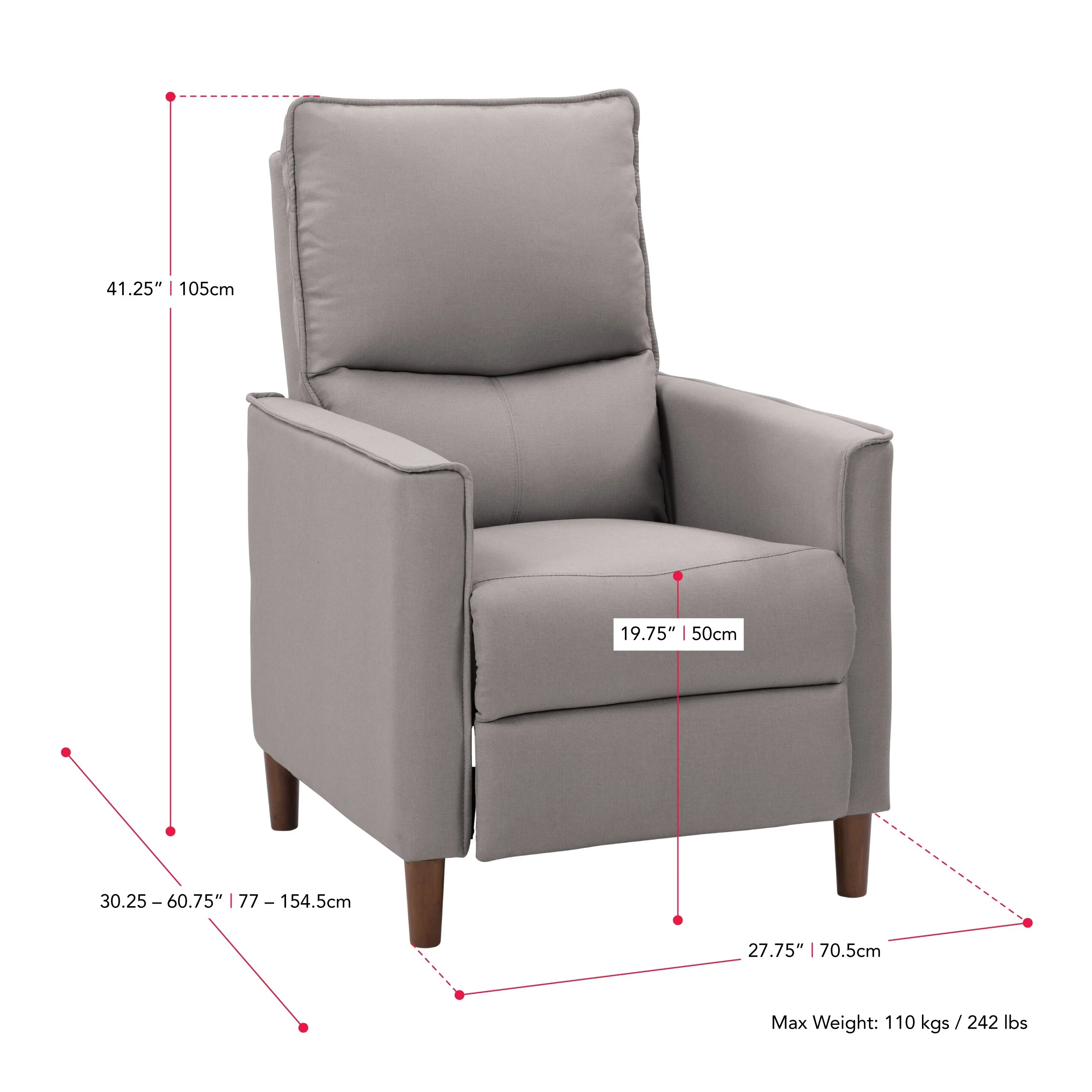 High-Leg Manual Recliner with Footrest
