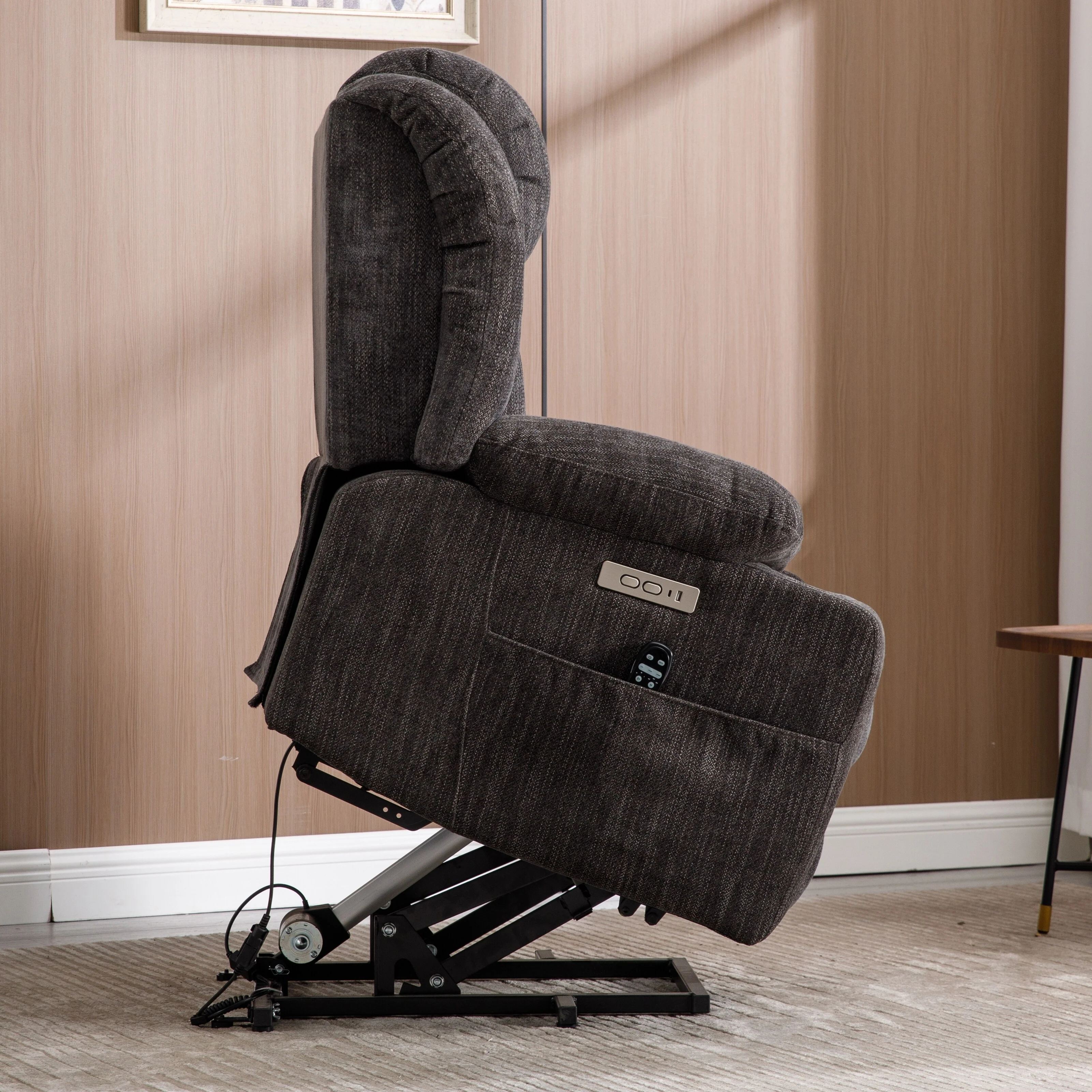 Electric Lift Recliner with Targeted Massage, Lumbar Heating, Dual USB Charging, and Stainless Steel Cup Holders