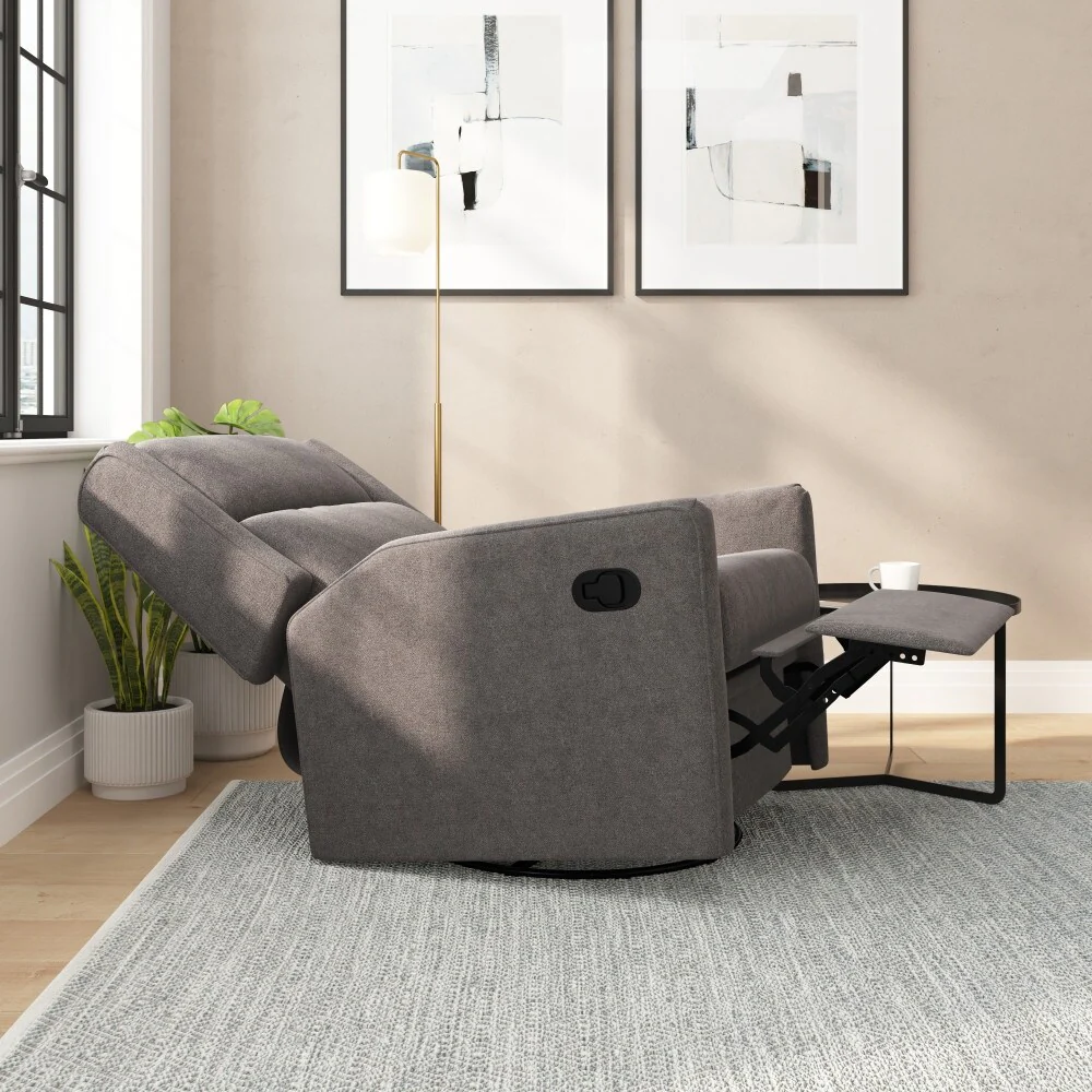 Classic Upholstered Manual Recline Rocking Swivel Glider Chair
