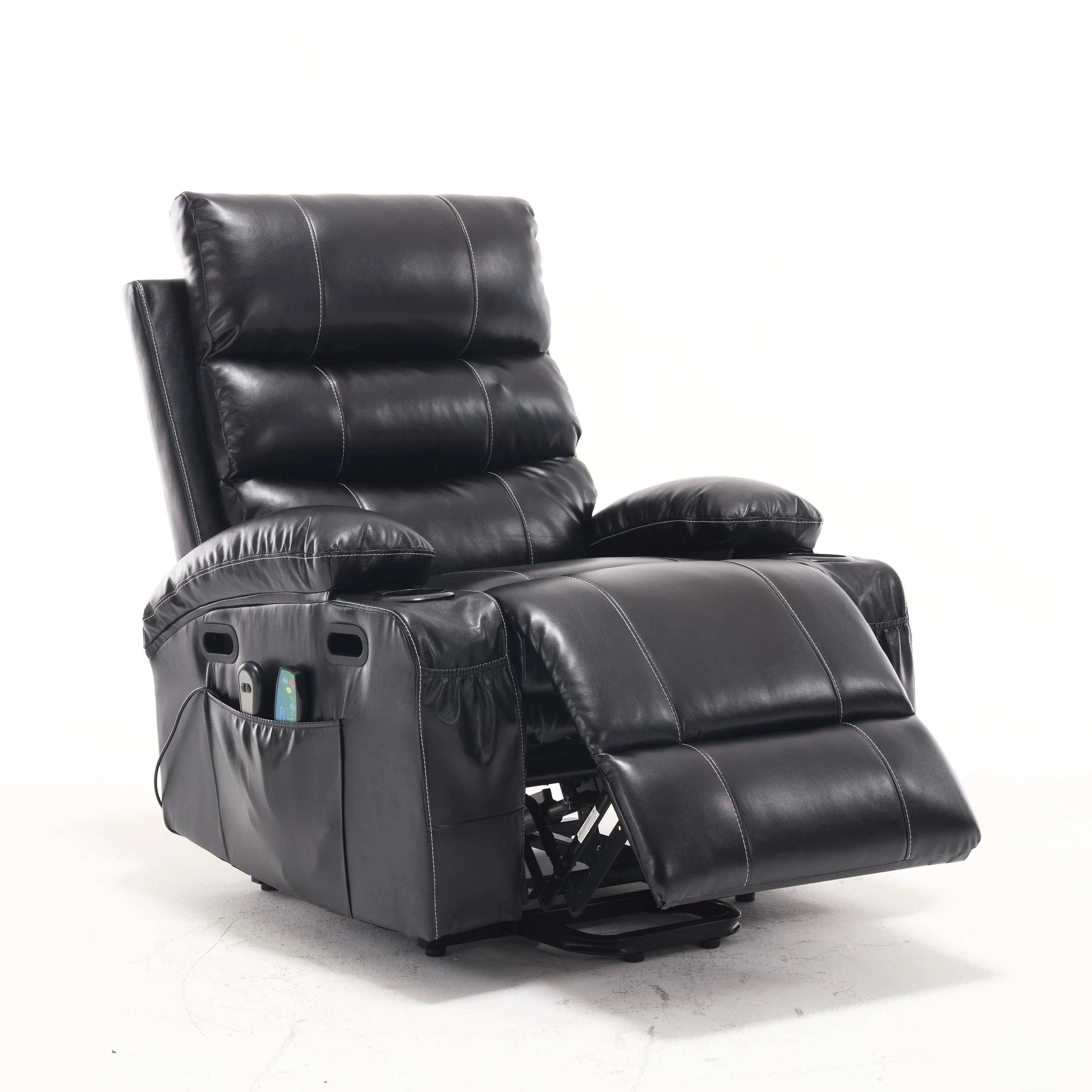 PU Leather Power Lift Recliner with Massage, Heating & Cup Holders