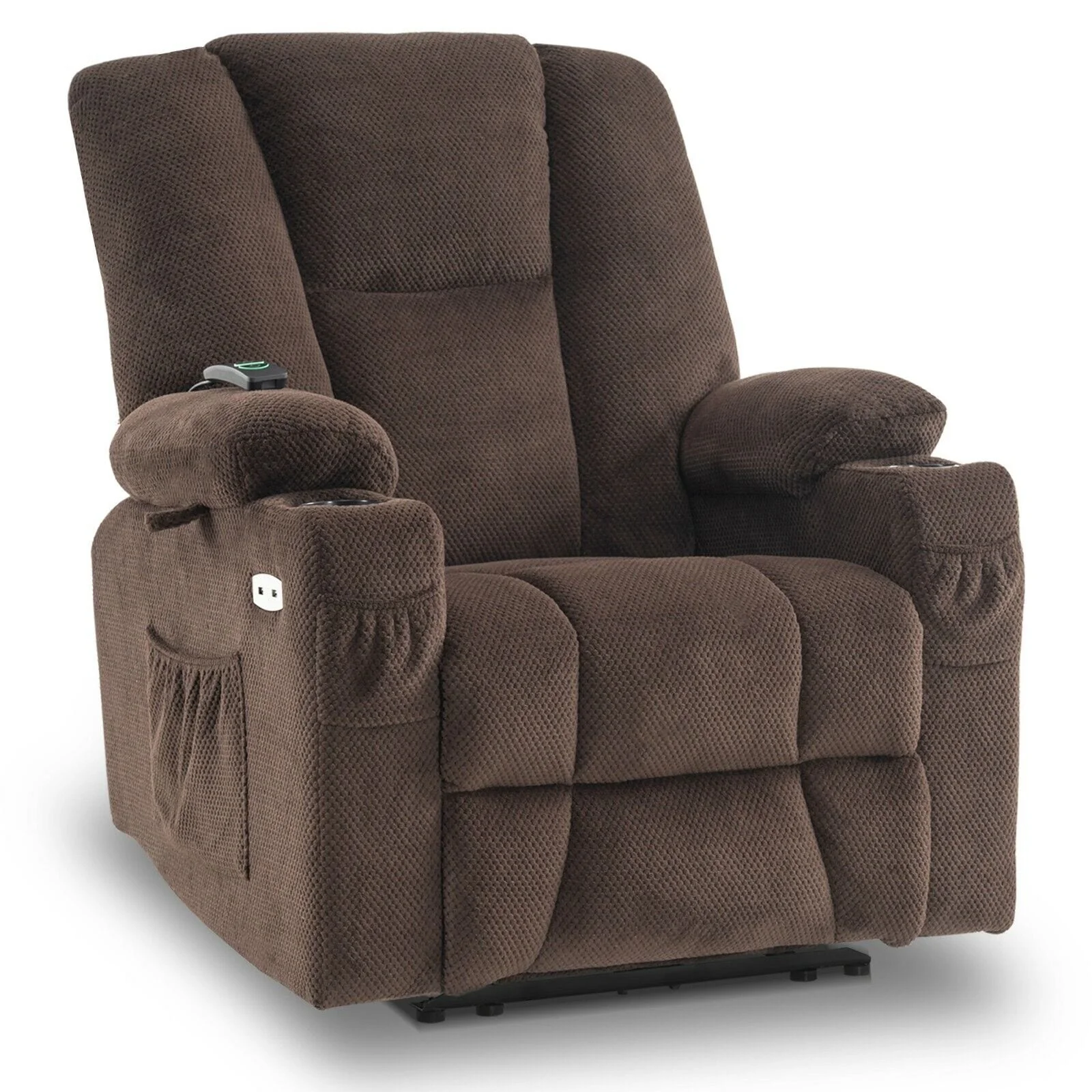MCombo Electric Power?Recliner Chair with Massage  Heat, Plush Fabric 8015