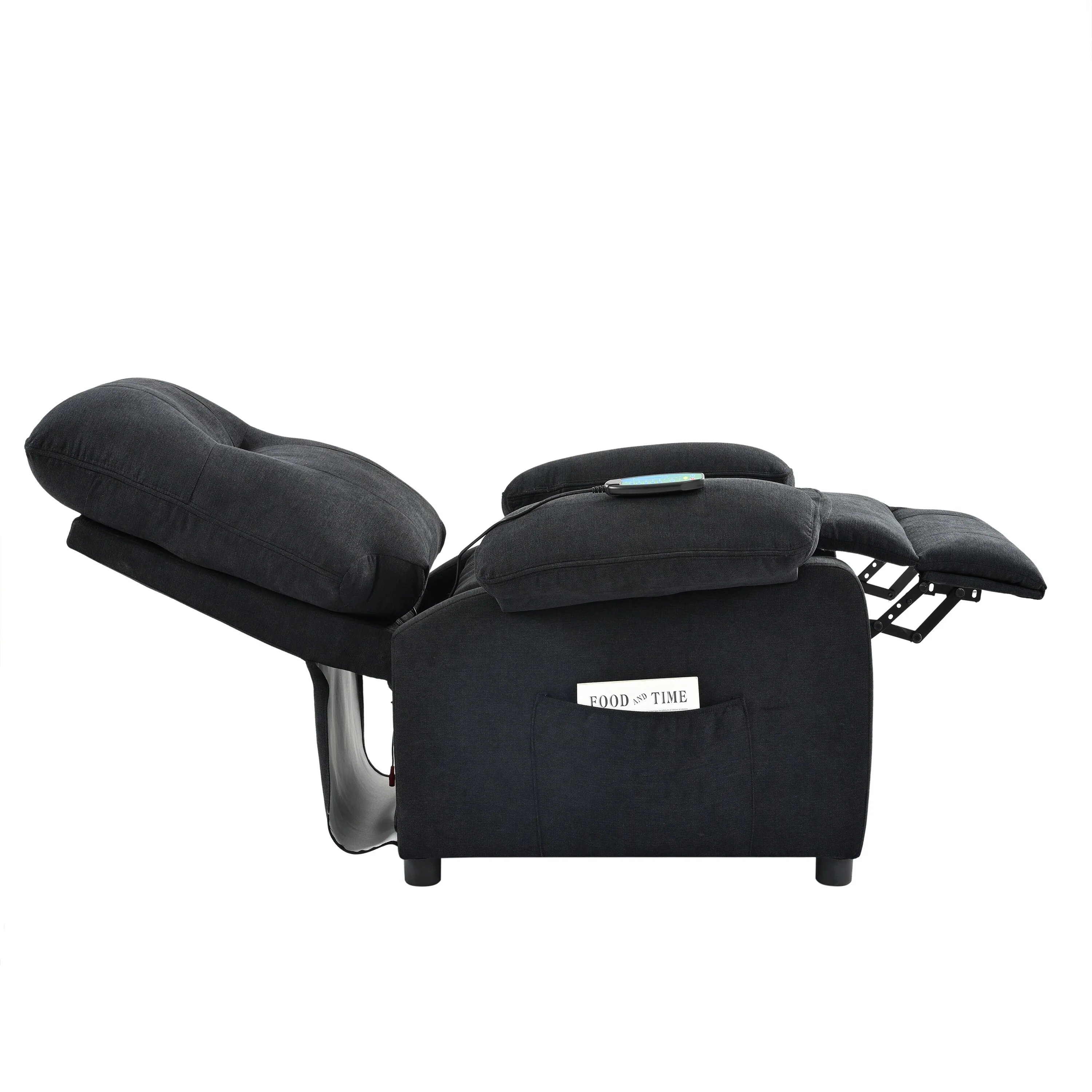 Black Manual Recliner with Massage, Heat, and Solid Wood Frame
