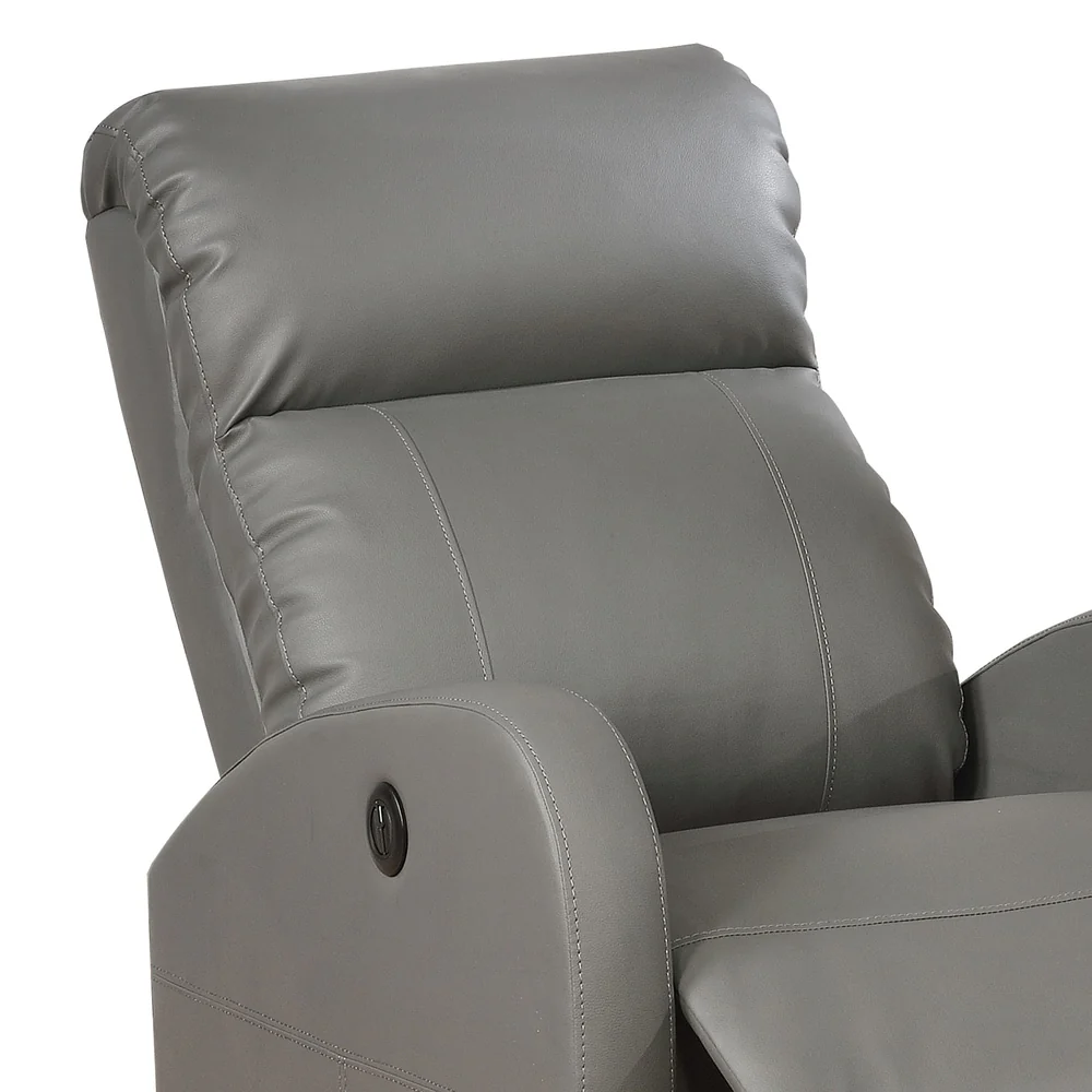 AC Pacific Modern Faux Leather Small Powered Reading Recliner