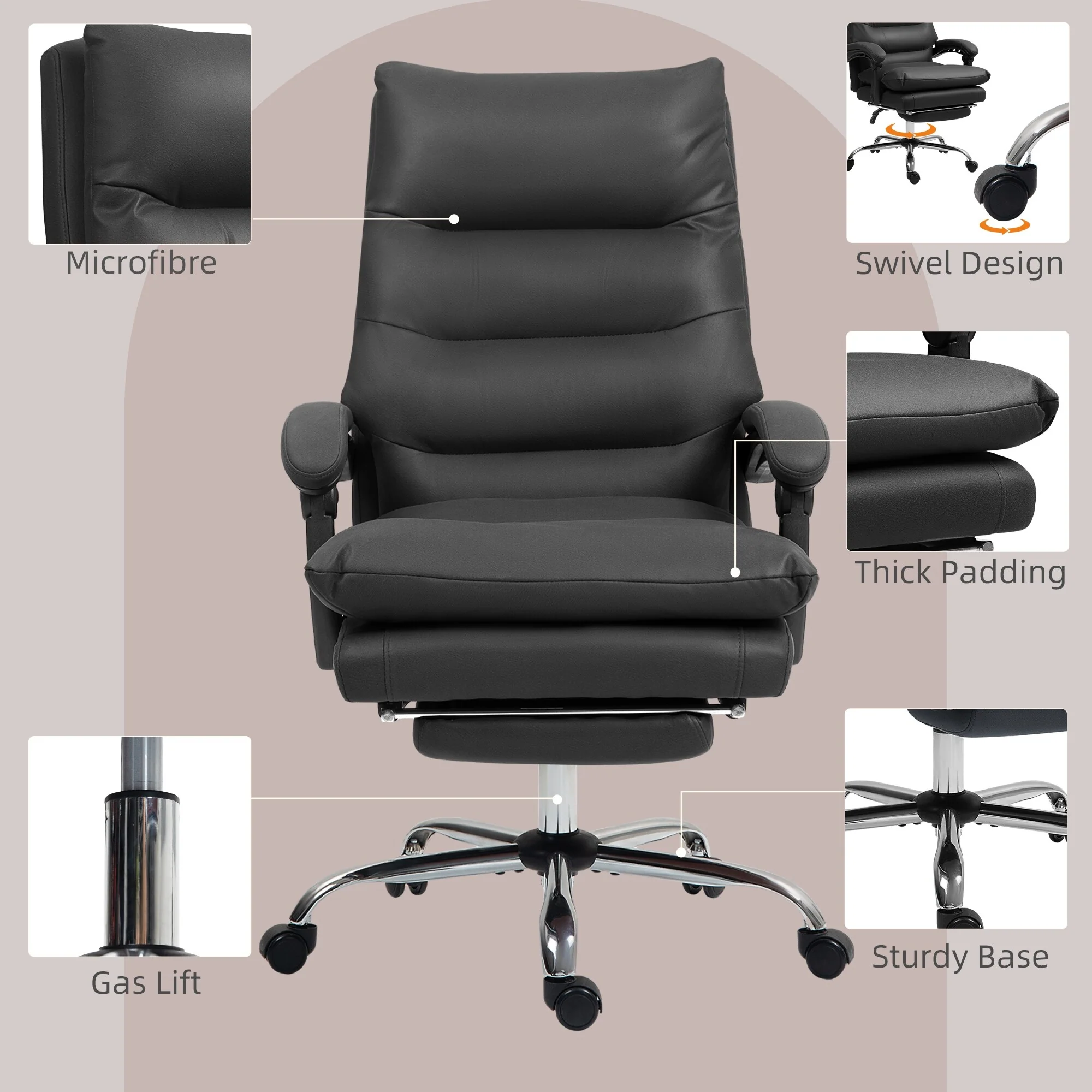 Vinsetto Microfibre Vibration Heated Reclining Massage Office Chair