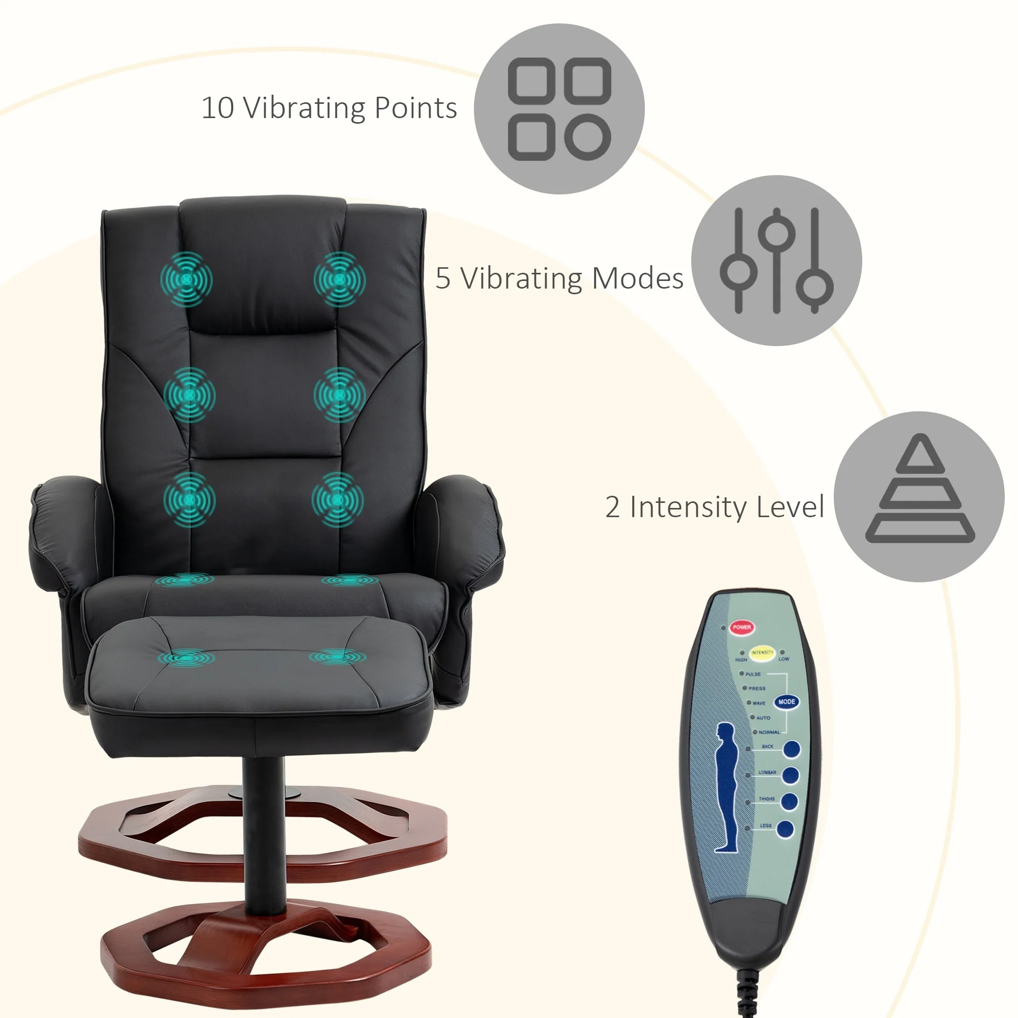 HOMCOM Massage Recliner with Ottoman, Electric Faux Leather Recliner