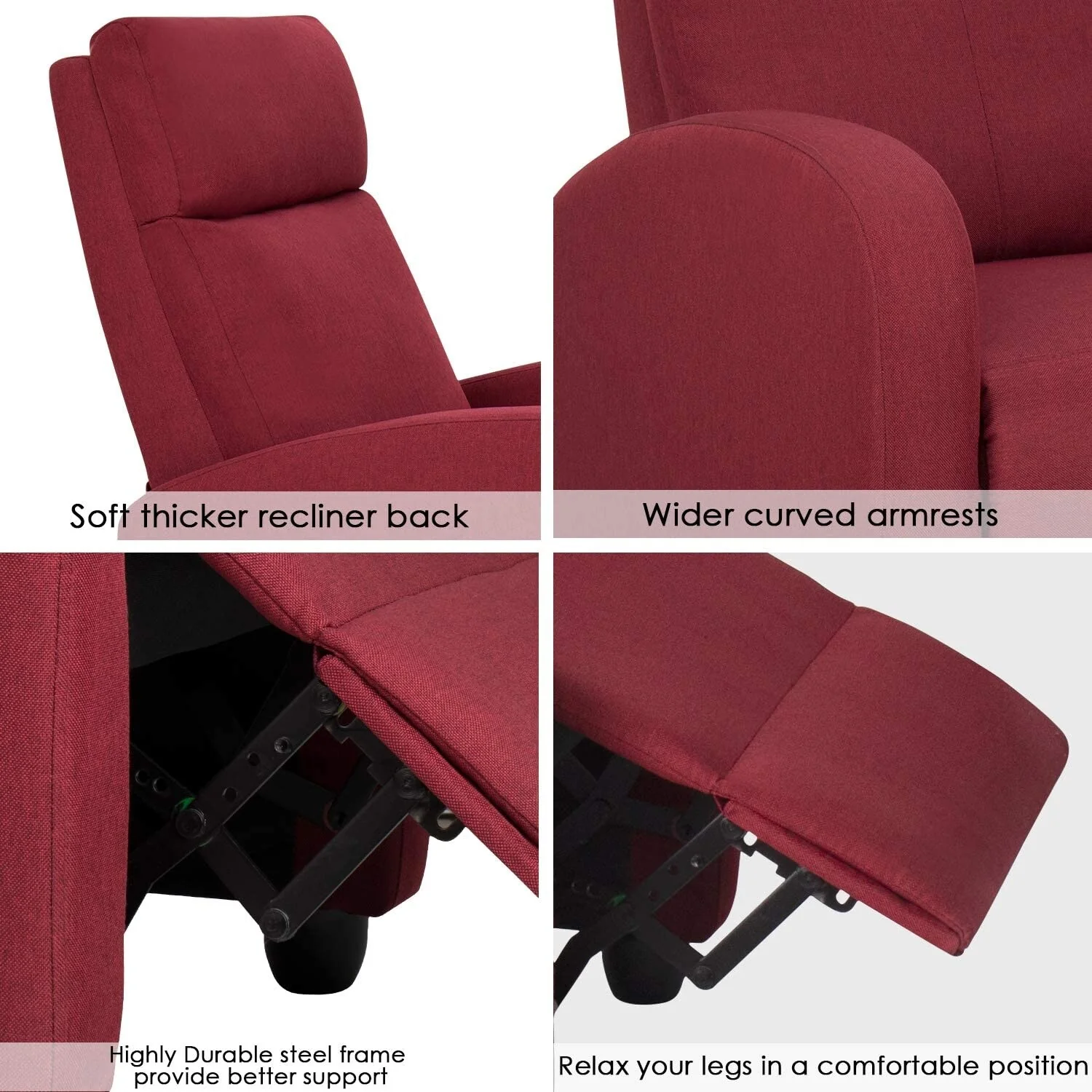 Furniwell Fabric Single Sofa Recliner with Padded Seat