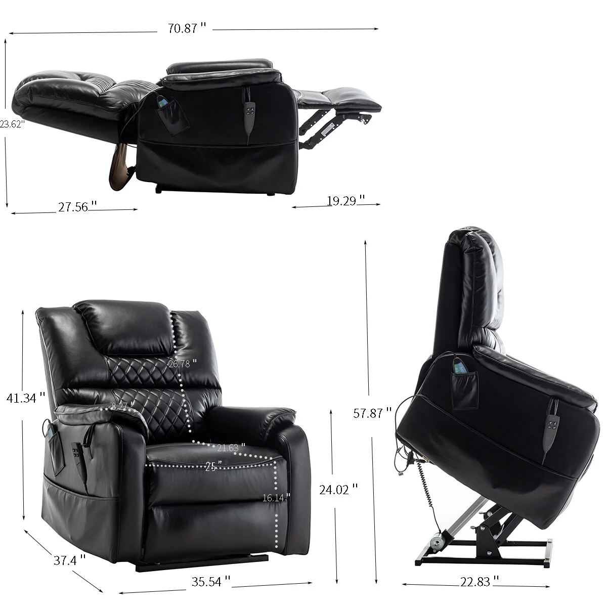PU Recliner Chair with 180�� Infinite Position Adjustment, Remote Control and Tool-Free Assembly
