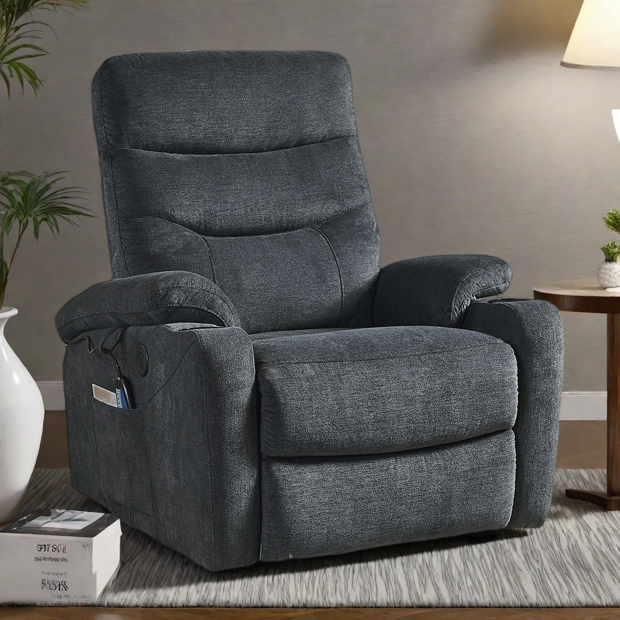 Electric Lift Massage Recliner , Lumbar Heat, 350 lbs Capacity, Adjustable 45��-165�� Recline