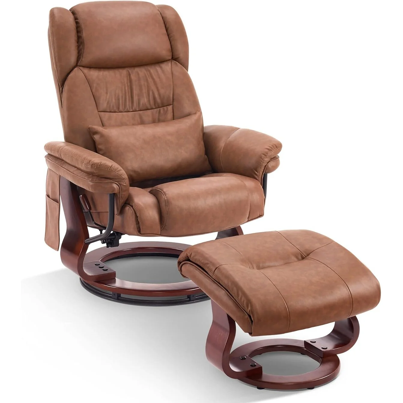 MCombo Swivel Recliners with Ottoman, Vibration Massage TV Chairs with Side Pocket