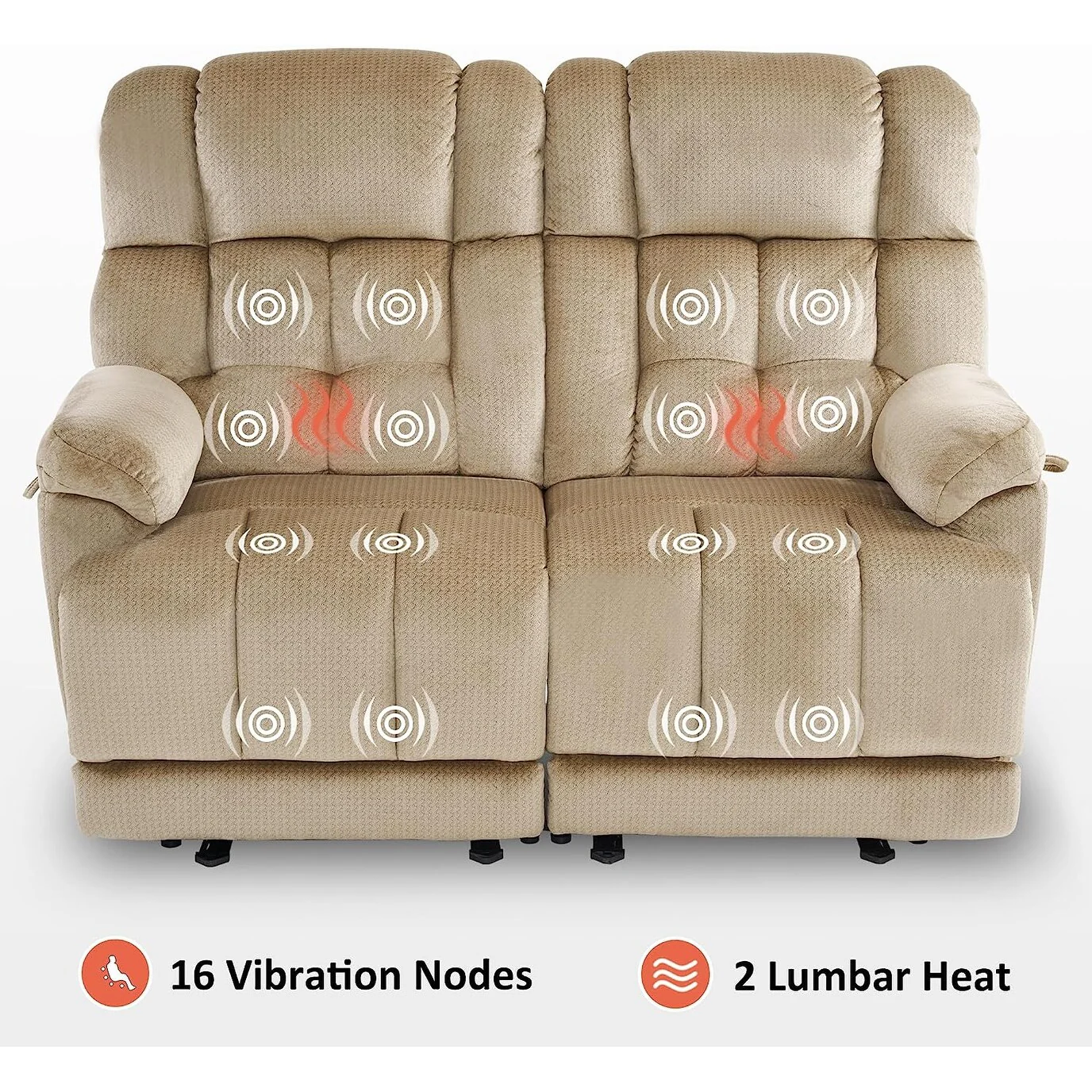 MCombo Electric Power Reclining Loveseat Sofa with Heat and Massage, Fabric 6237