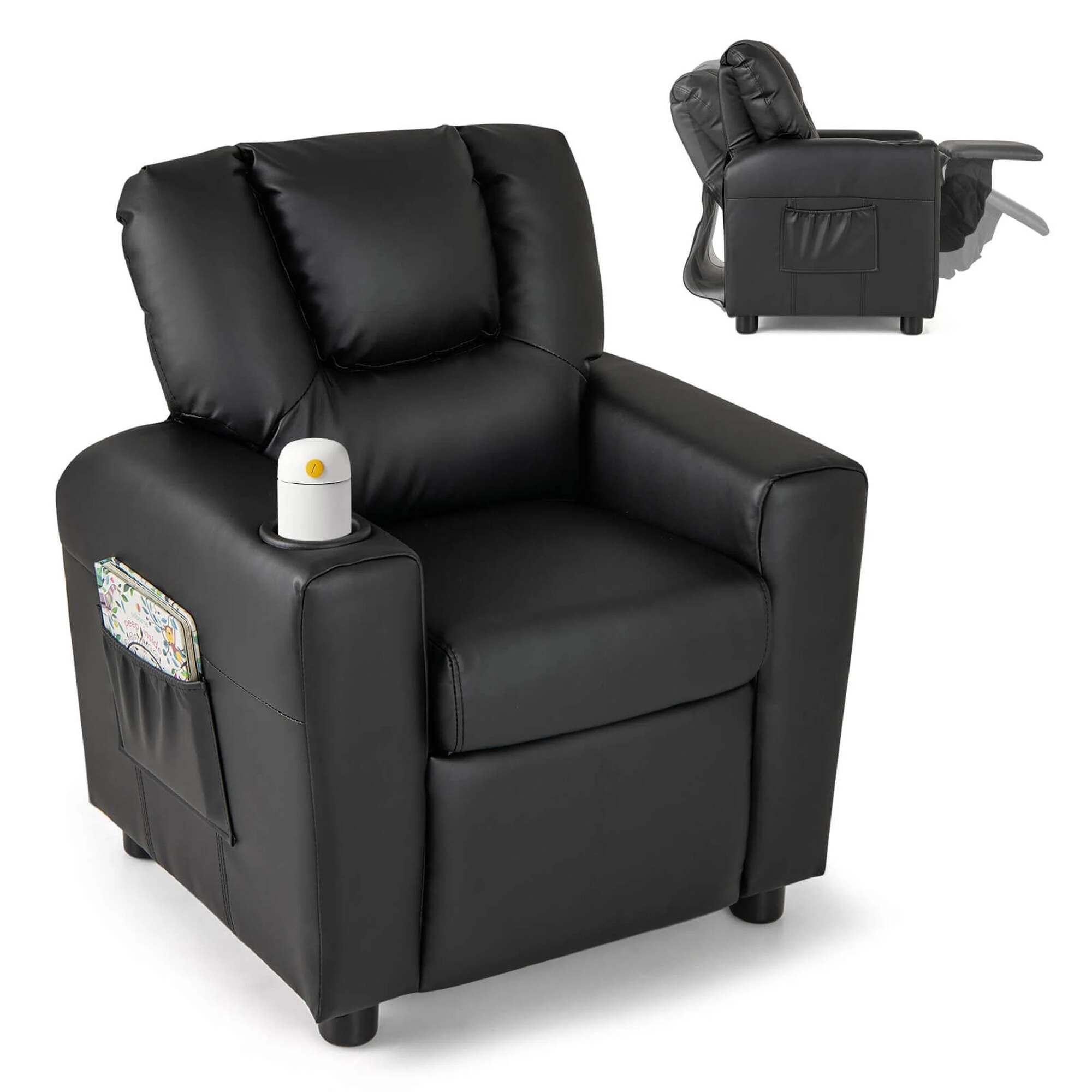 Costway Kids Recliner Chair with Cup Holder  Side Pocket Adjustable