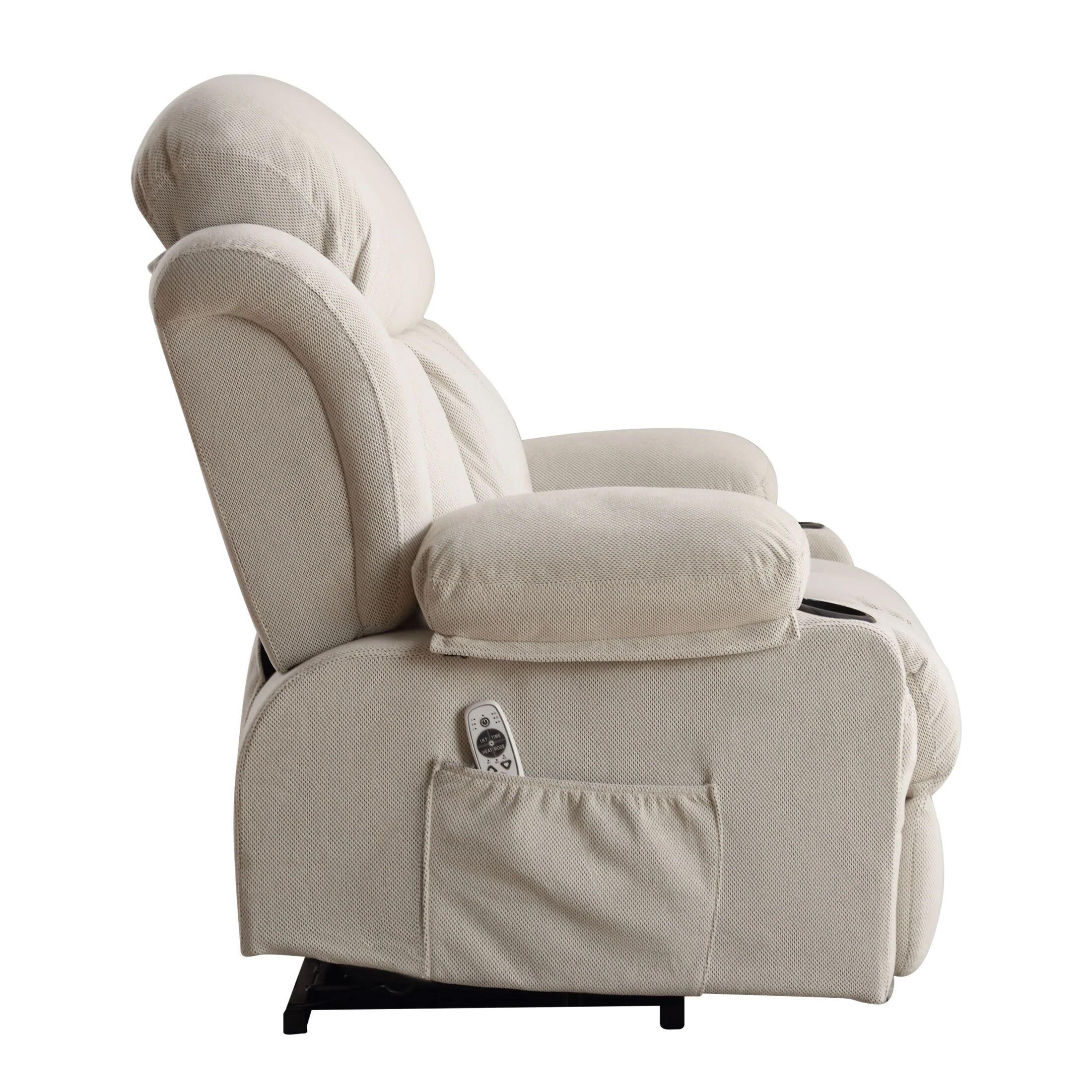 Beige Electric Recliner with Heat, Massage, USB, and Remote Control