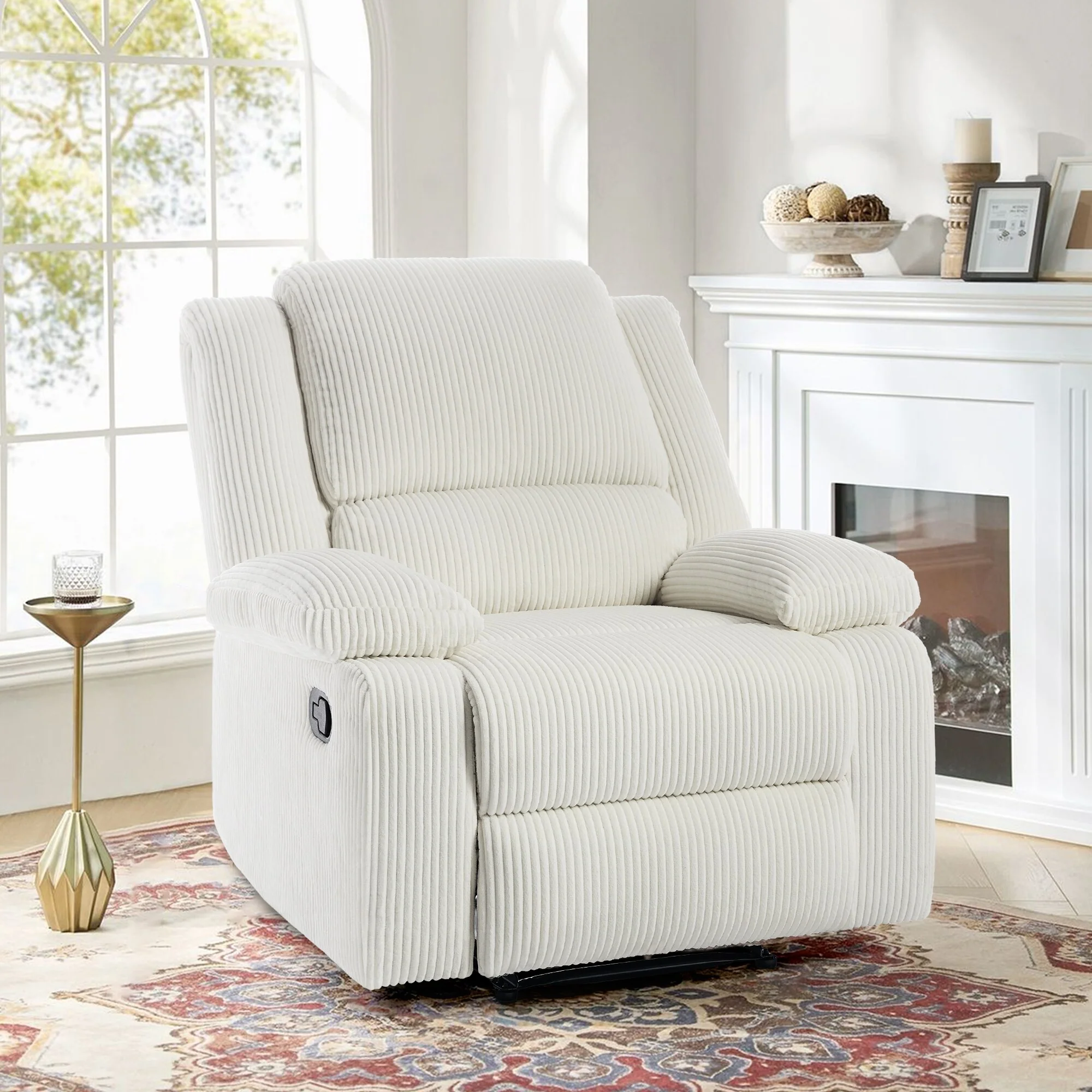 Vegan Leather Upholstered Push Back Manual Recliner Chair