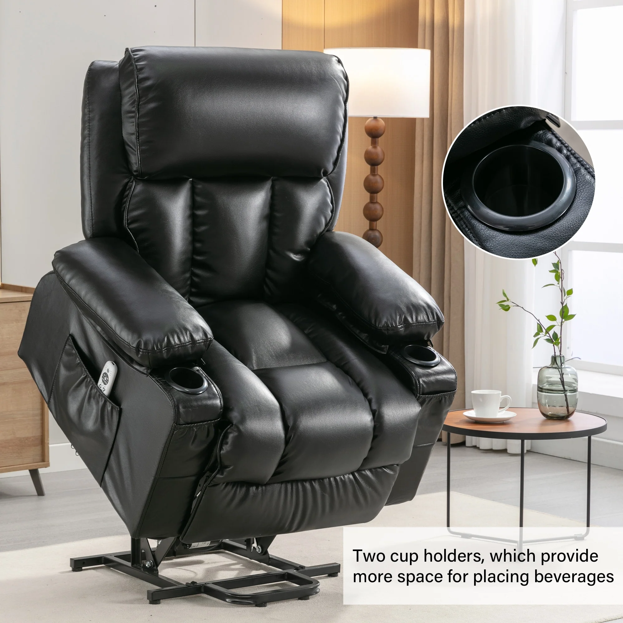 Power Electric massage lift lounge chair, suitable for the elderly, with heating and vibration functions, PU leather with USB, c