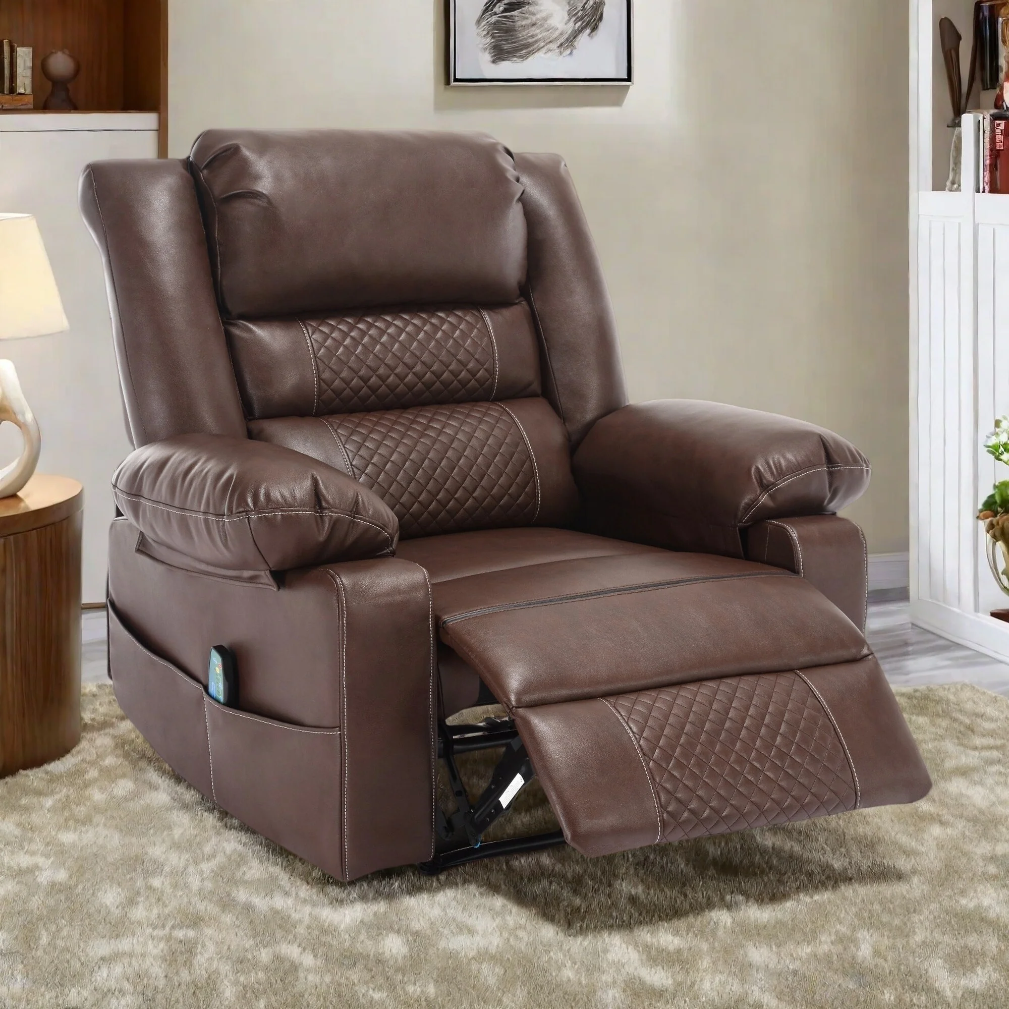 Manual Recliner Chair with 8-Point Massage, Lumbar Heating, and Multiple Reclining Angles