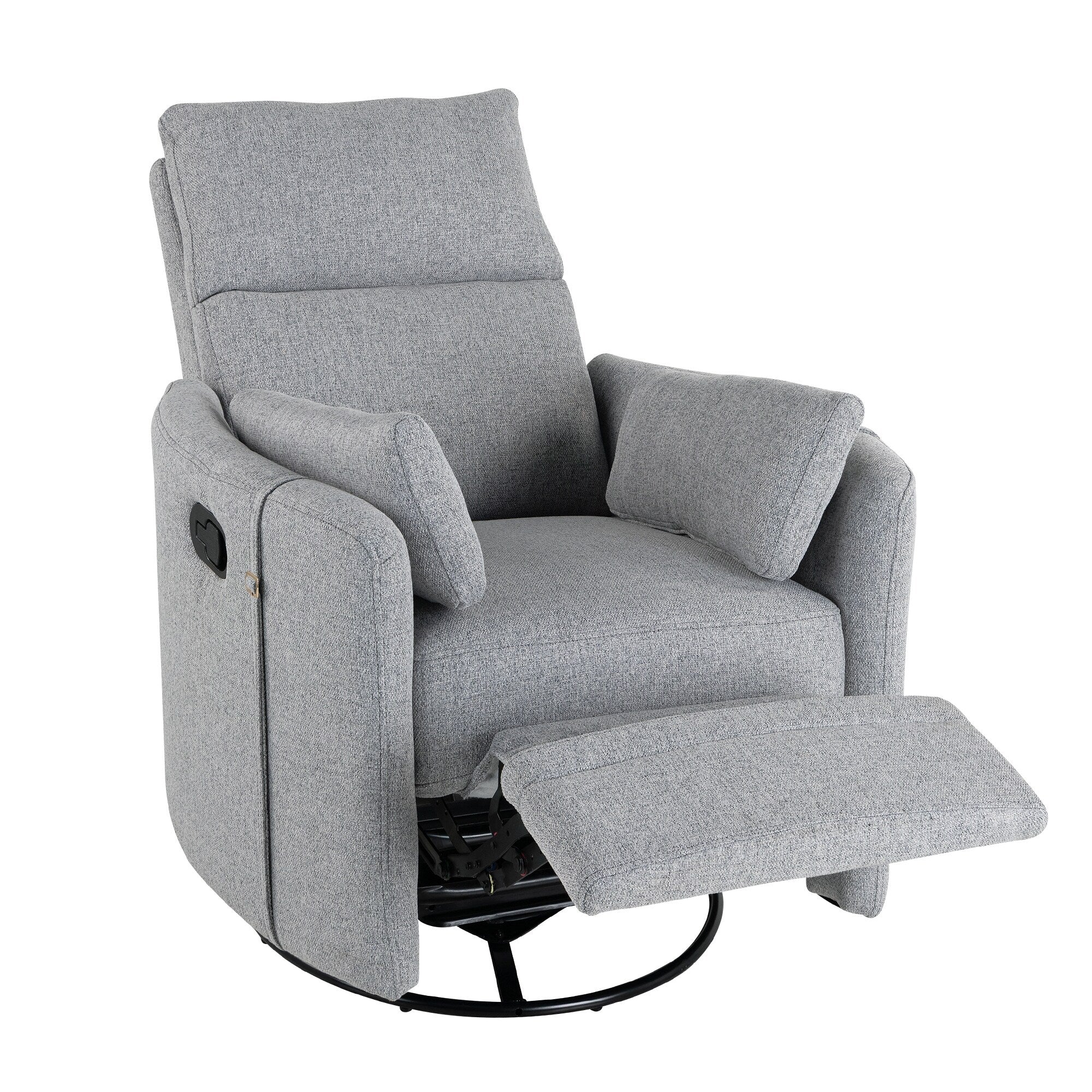 Beige Manual Rocker Recliner Chair with 360�� Swivel and Adjustable Backrest, Includes Two Removable Pillows