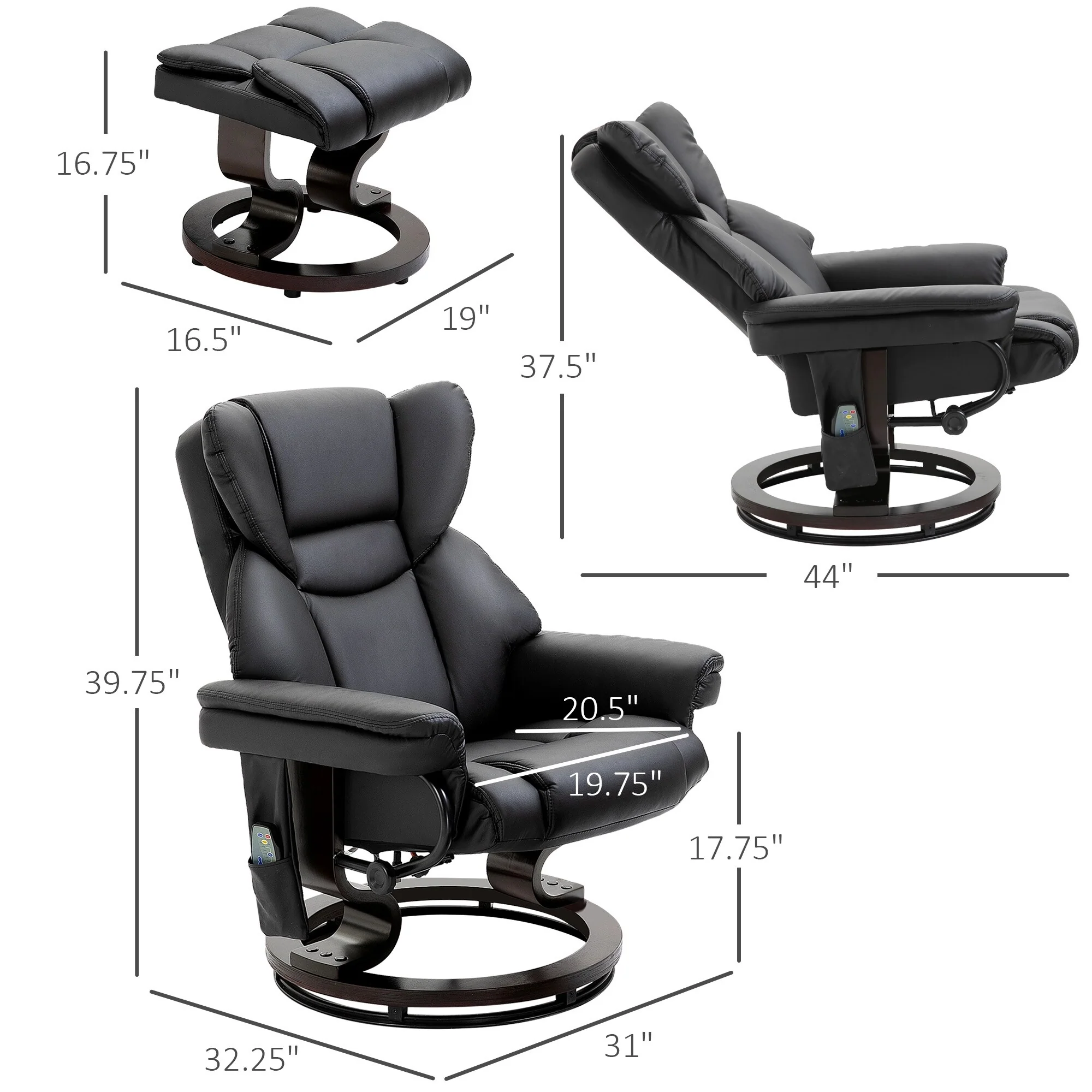 Massage Recliner Chair with Ottoman Footrest