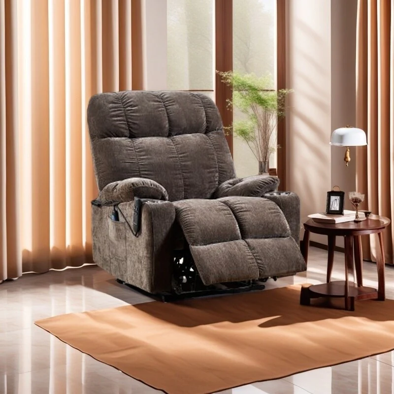 Electric Lift Recliner with Dual OKIN Motors, Adjustable Heat & Massage, Independent Backrest & Footrest Controls