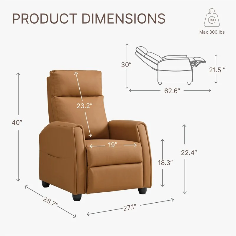 Andrea Recliner Chair with LED Lights, Heating  Massage