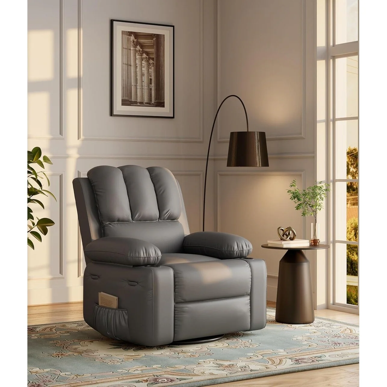 360�� Swivel Oversized Recliner Chairs with Heat and Massage