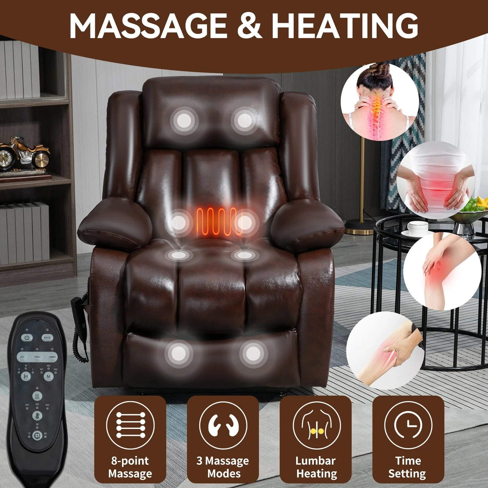 Power Lift Recliner Chair with 8-Point Vibration Massage