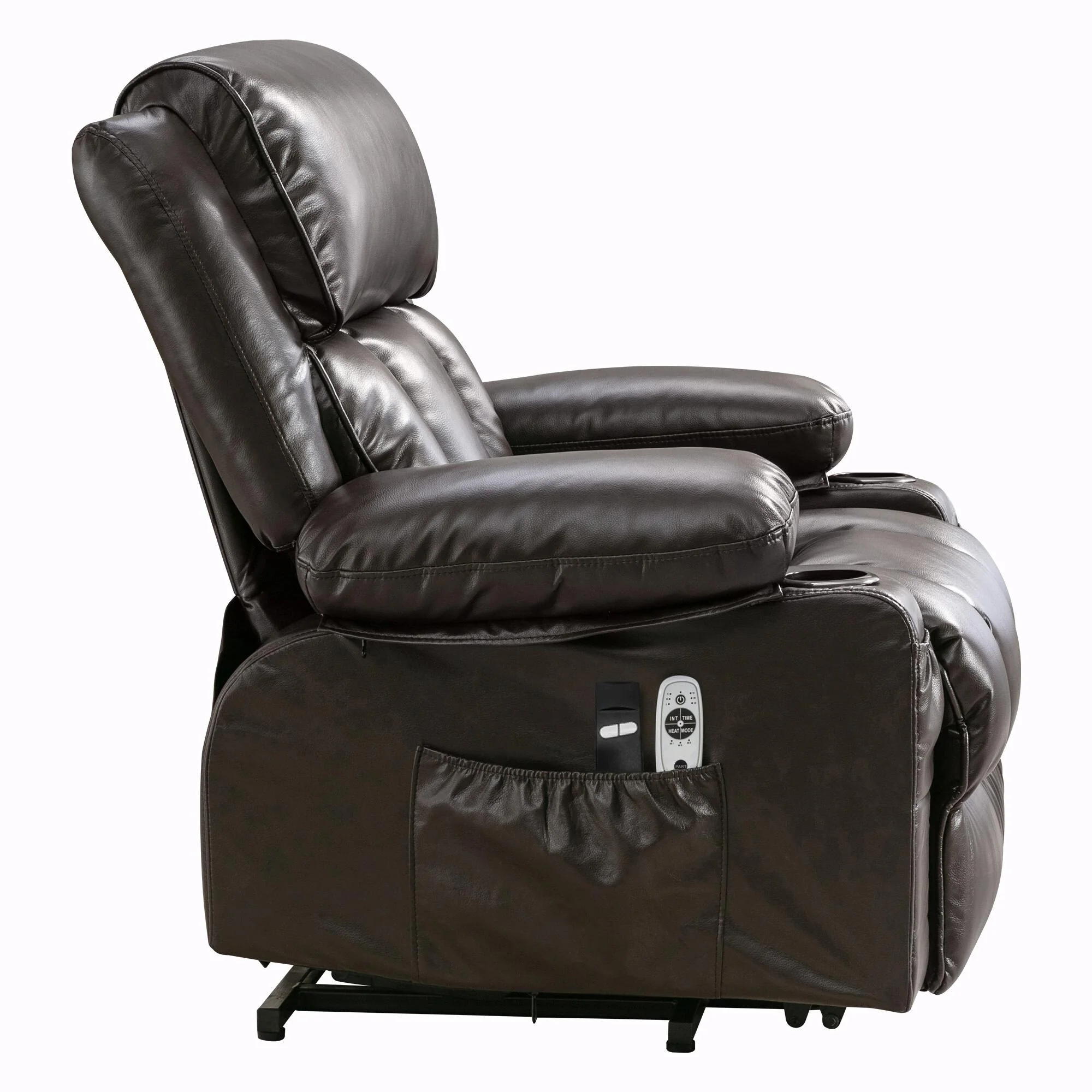 Power Electric Massage Lift Lounge Chair with Heating and Vibration Functions, Fleece Leather with USB