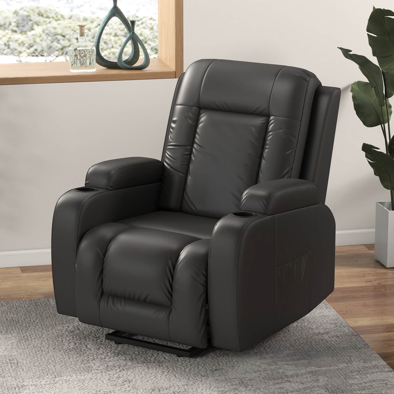 Furniwell PU Leather Power Lift Assist Recliner Chair with USB
