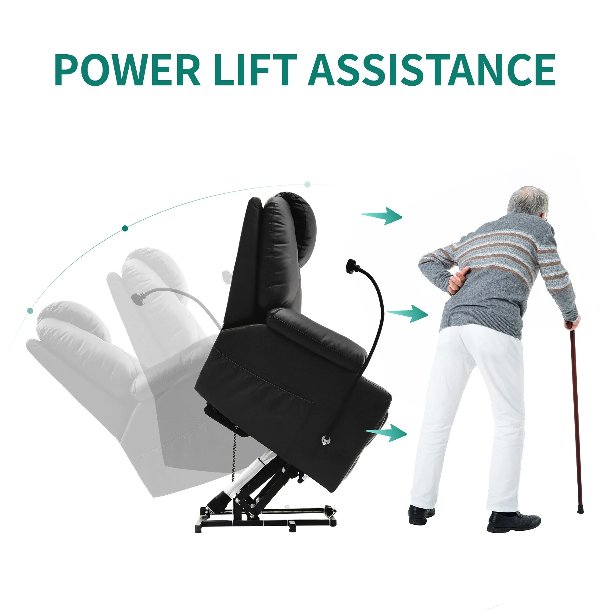 Modern Reclining Chair Fabric Massage with LED and Mobile Phone Holder