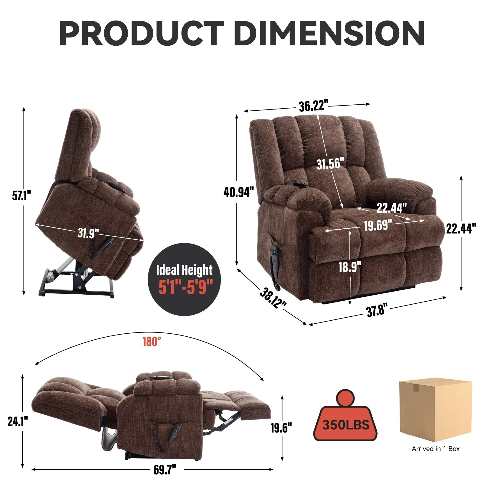 Electric Power Lift Recliners with Power-Remote