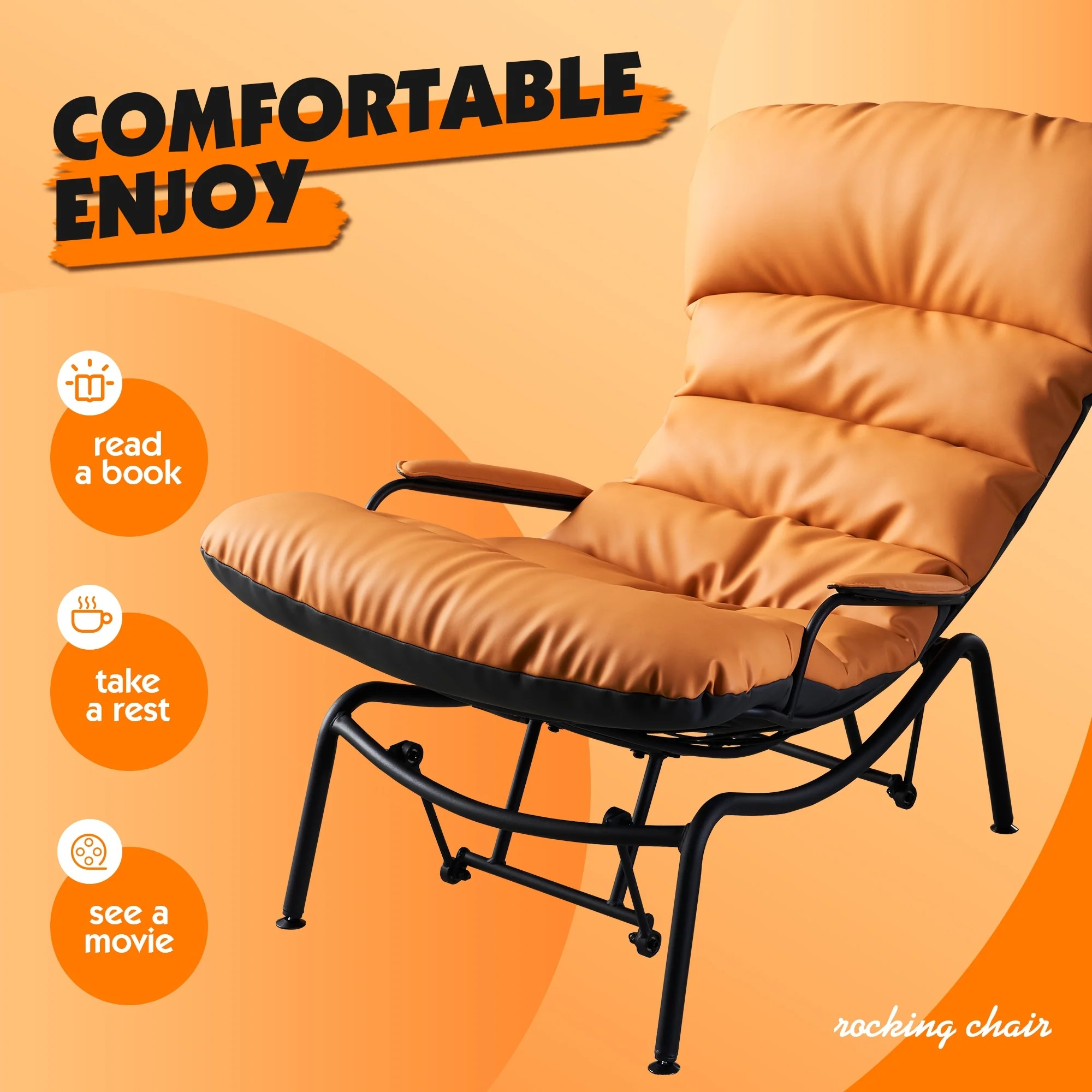 OVIOS Living Room Accent Chair Rocking Recliner Chair with Ottoman