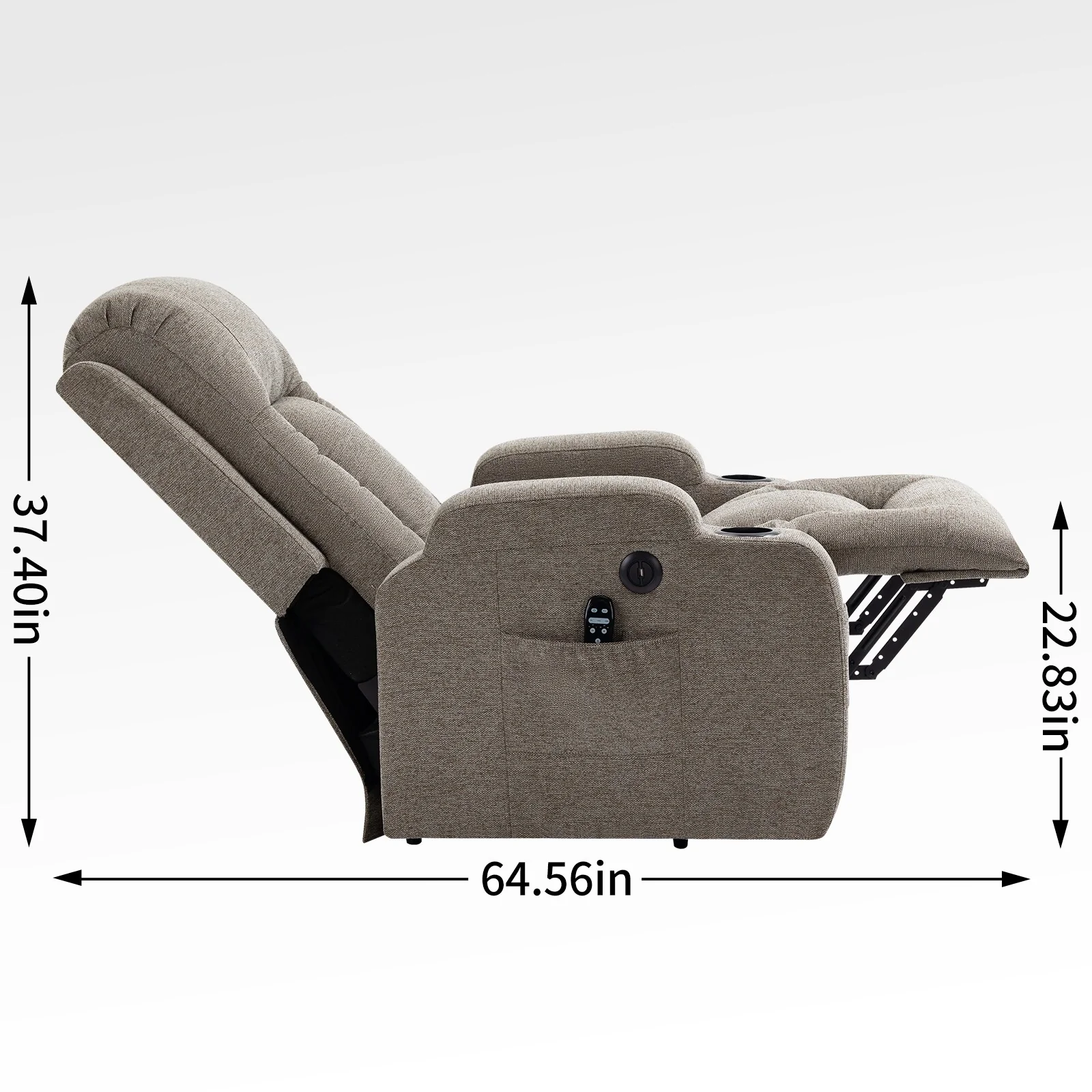 Power Lift Recliner Chair with Massage, Lumbar Heat, USB & Cup Holders