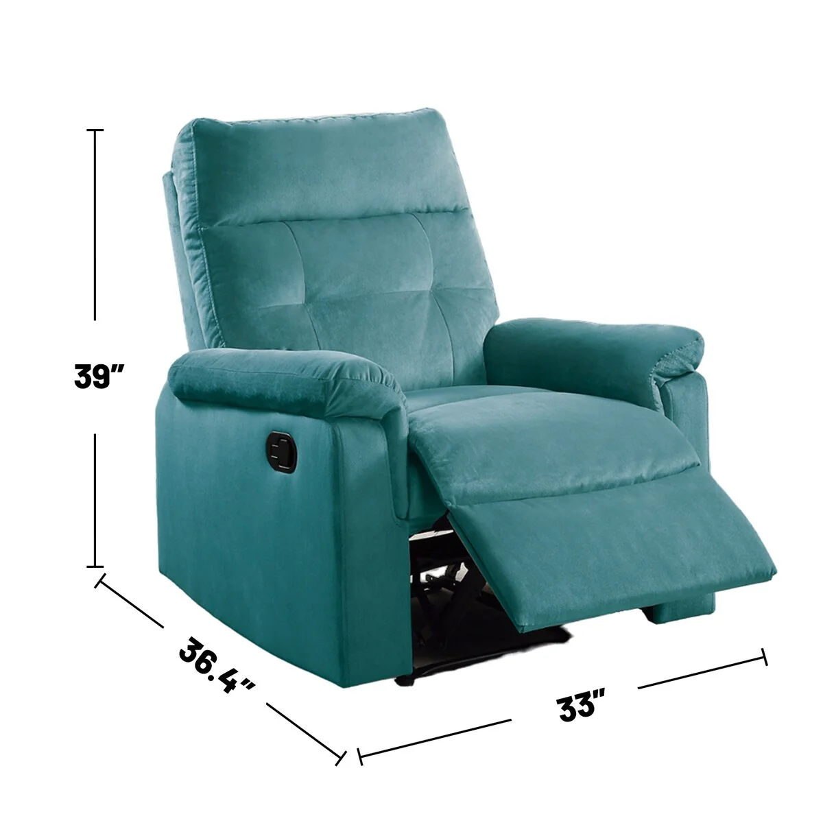 Velvet Upholstered Manual Motion Single Recliner with Tufted Back