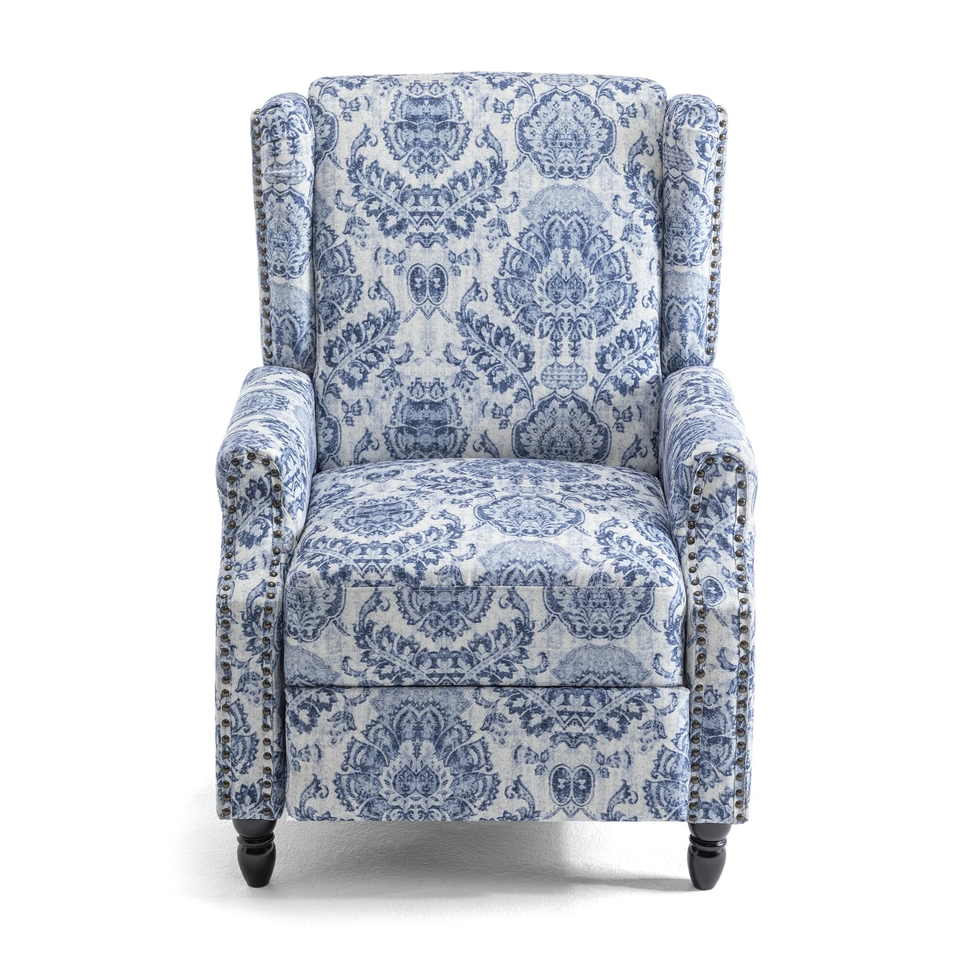 Linen Manual Upholstered Recliner with Wood Legs