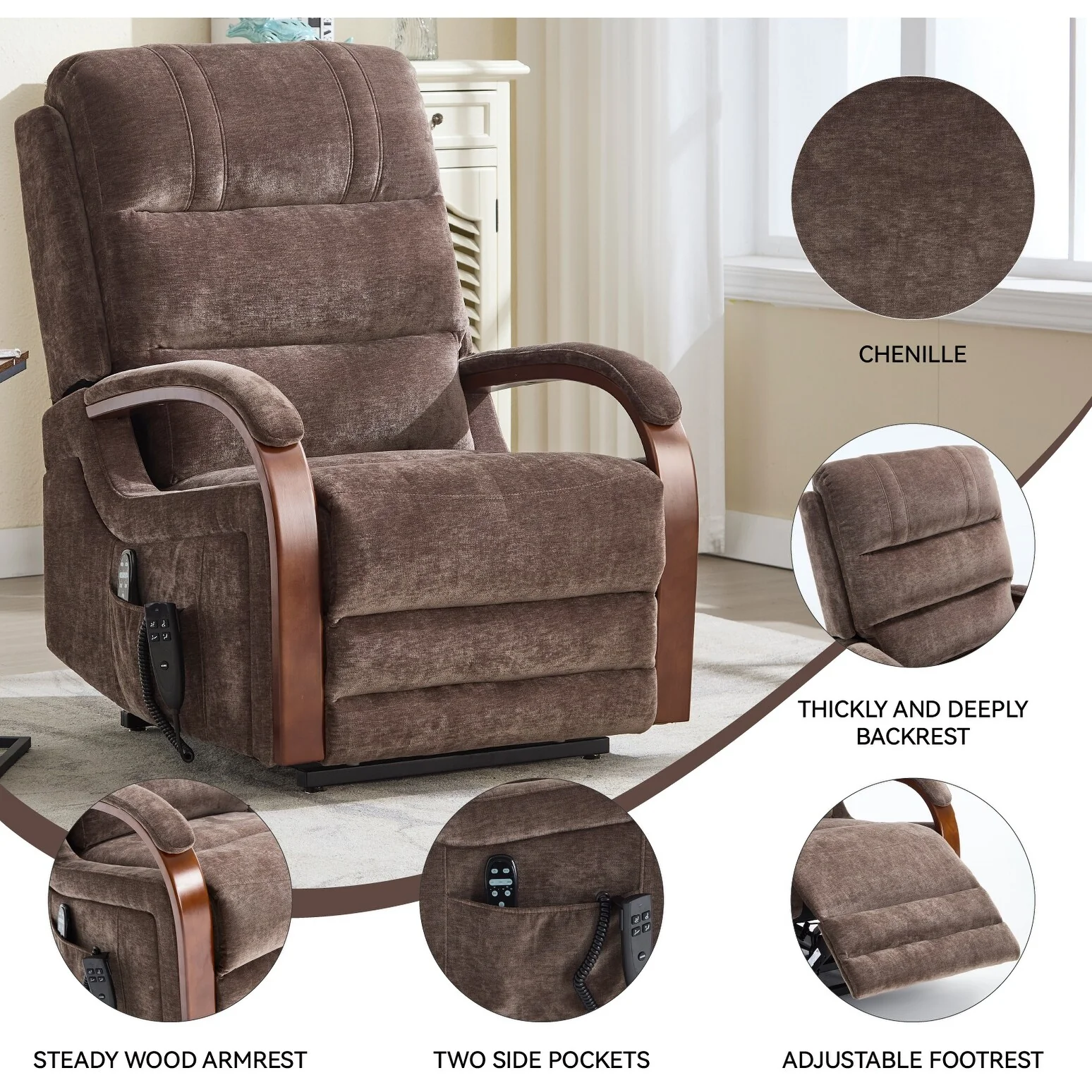 Chenille Lift Recliner Chair