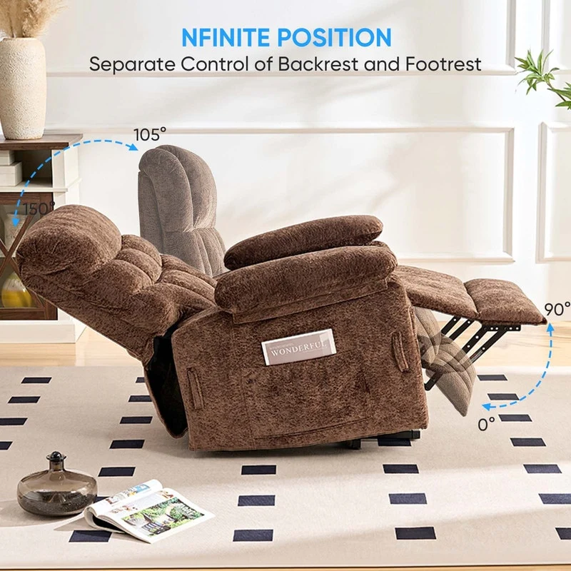 Mixoy Velvet Power Lift Recliners Chair,Dual Motor Heat Massage Electric Recliner Chair with Remote