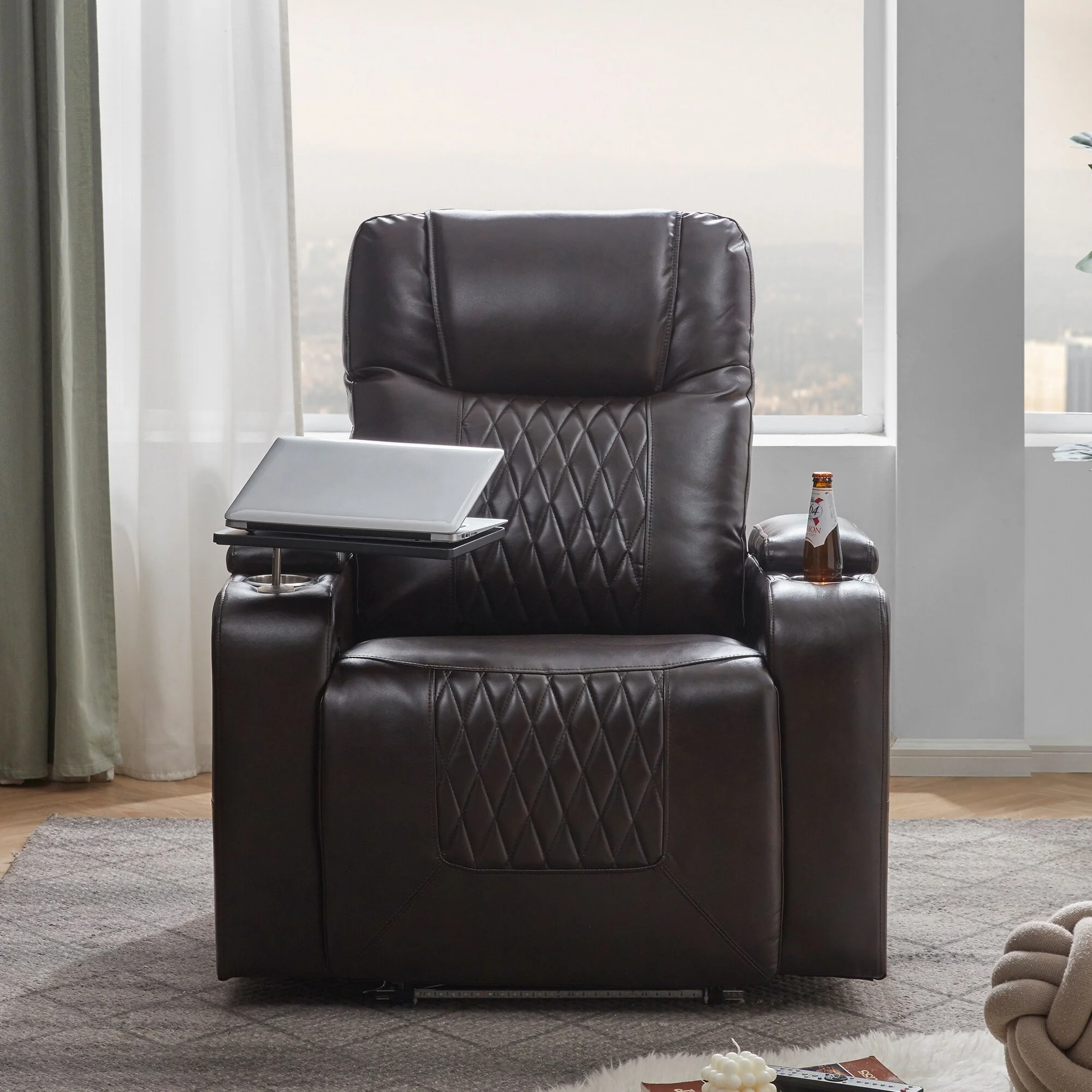 Nestfair Power Motion Recliner with 2 Cup Holders and 360�� Swivel Tray Table