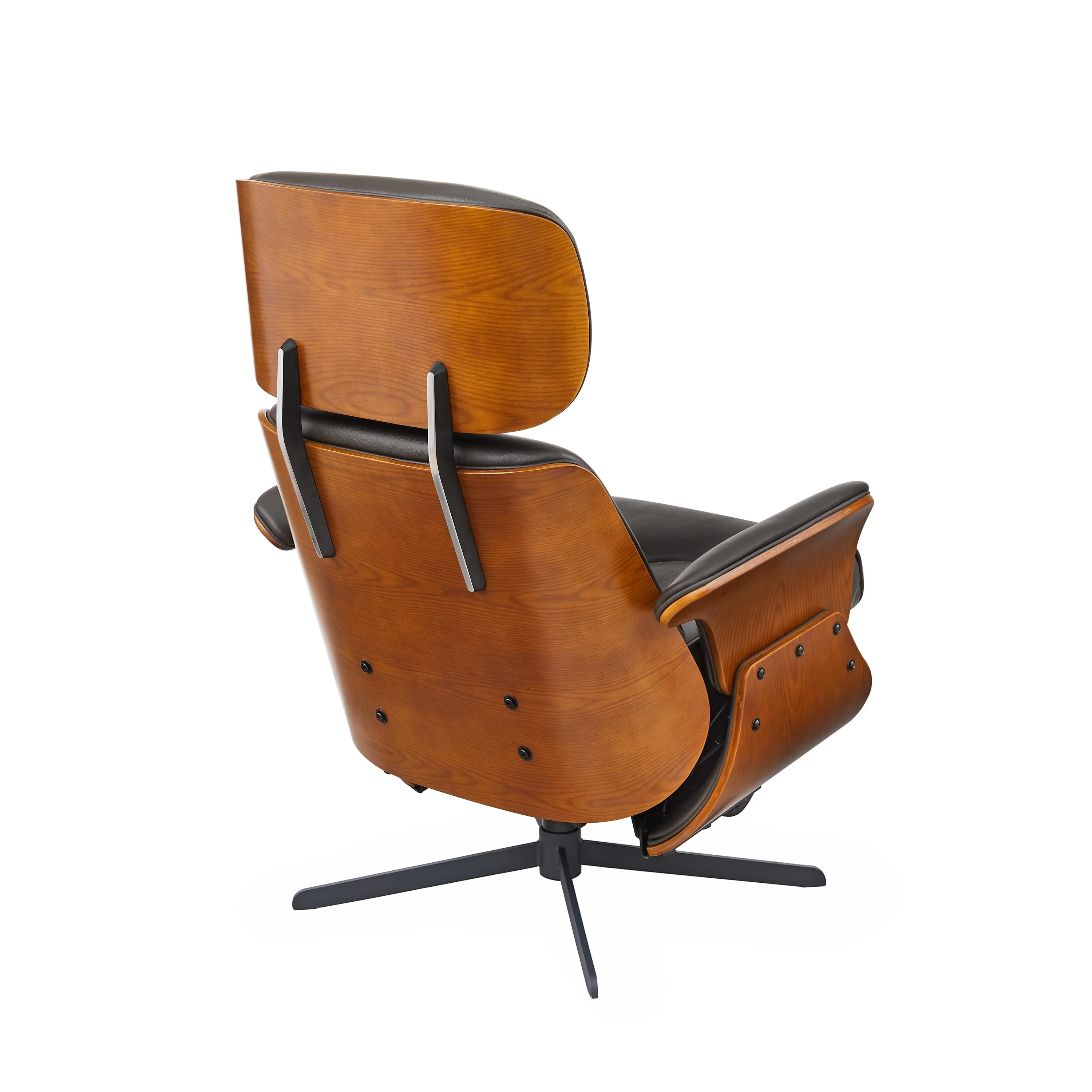 Art Leon Mid-century Modern Genuine Leather Lounge Chair Recliner