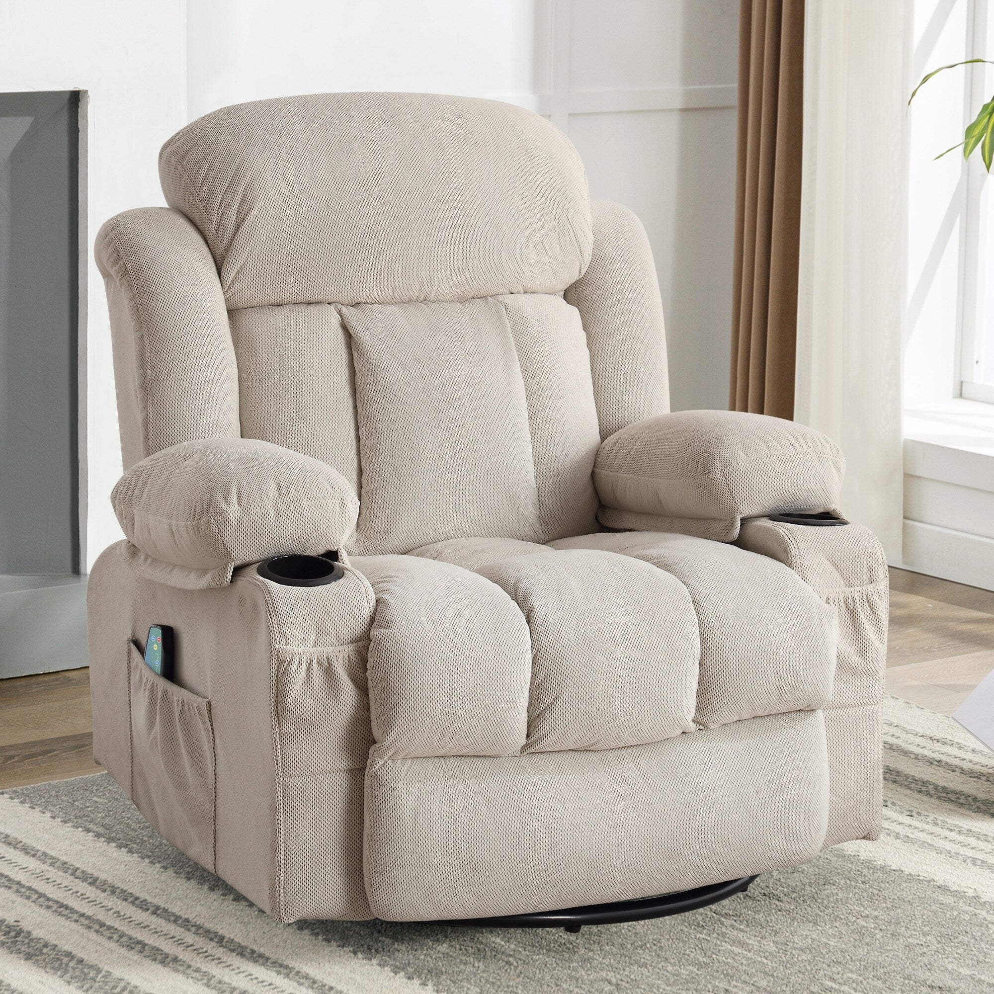 Swinging recliner massage heated sofa