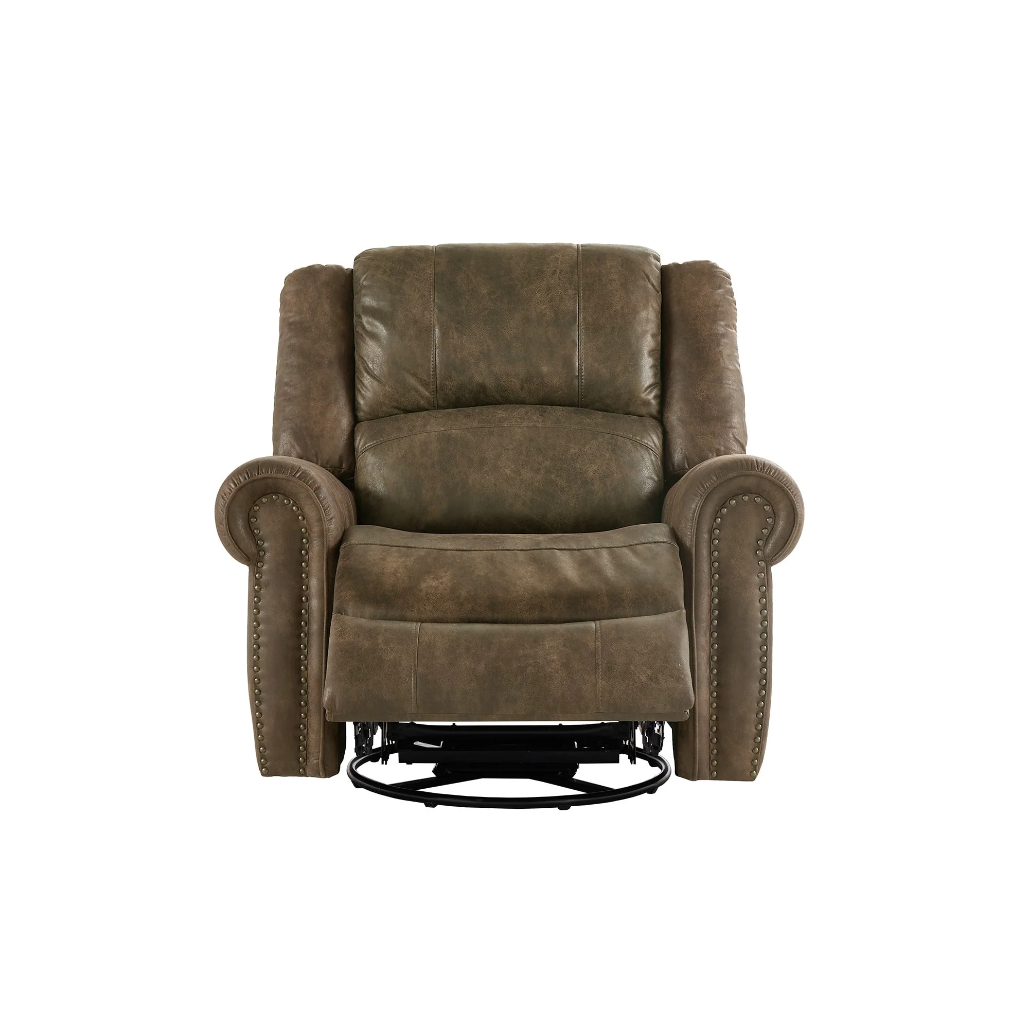 Monroe Polished Microfiber Nailhead Swivel Glider Recliner by iNSPIRE Q Classic