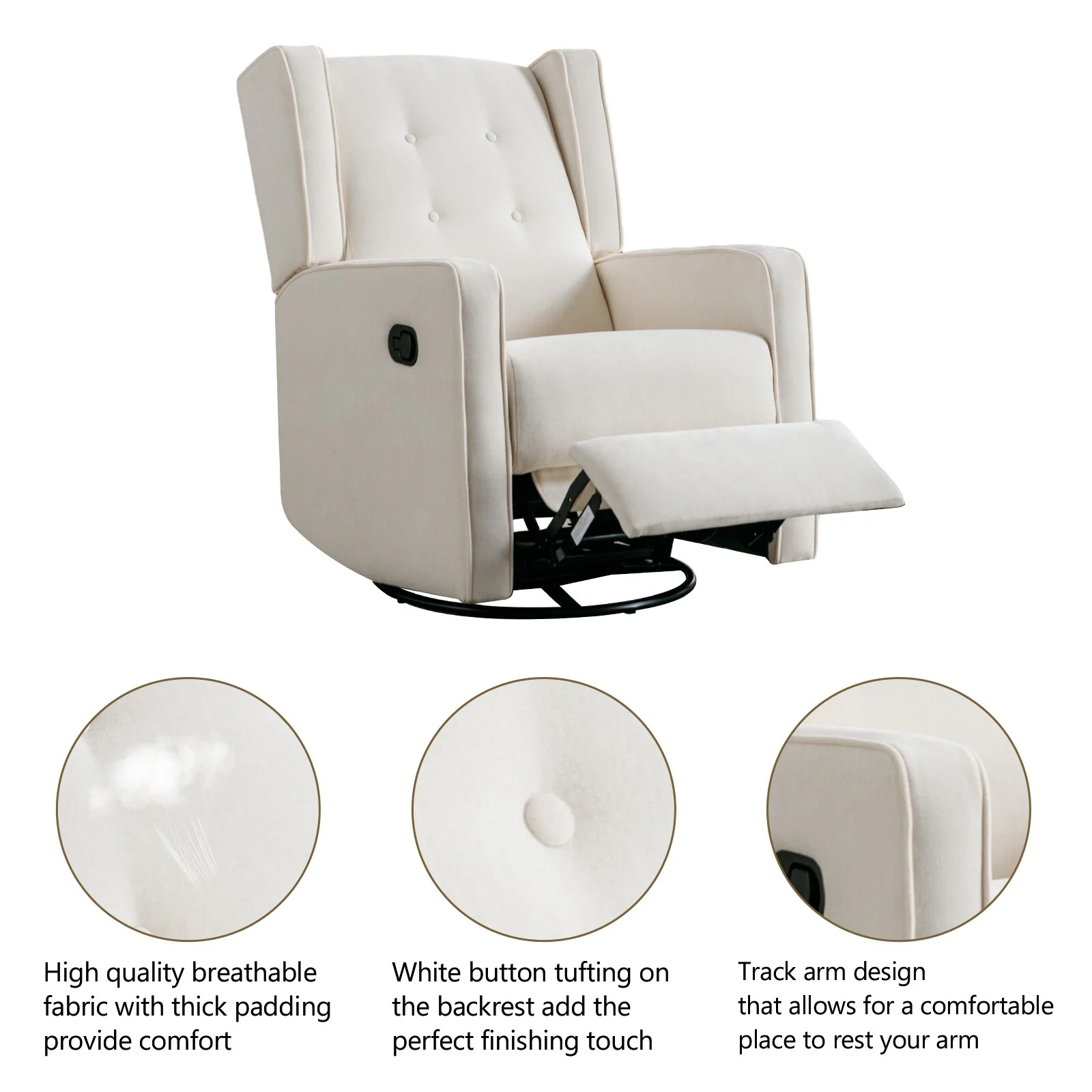 Racing Swivel Rocker Recliner Chair Single Seat Set of two