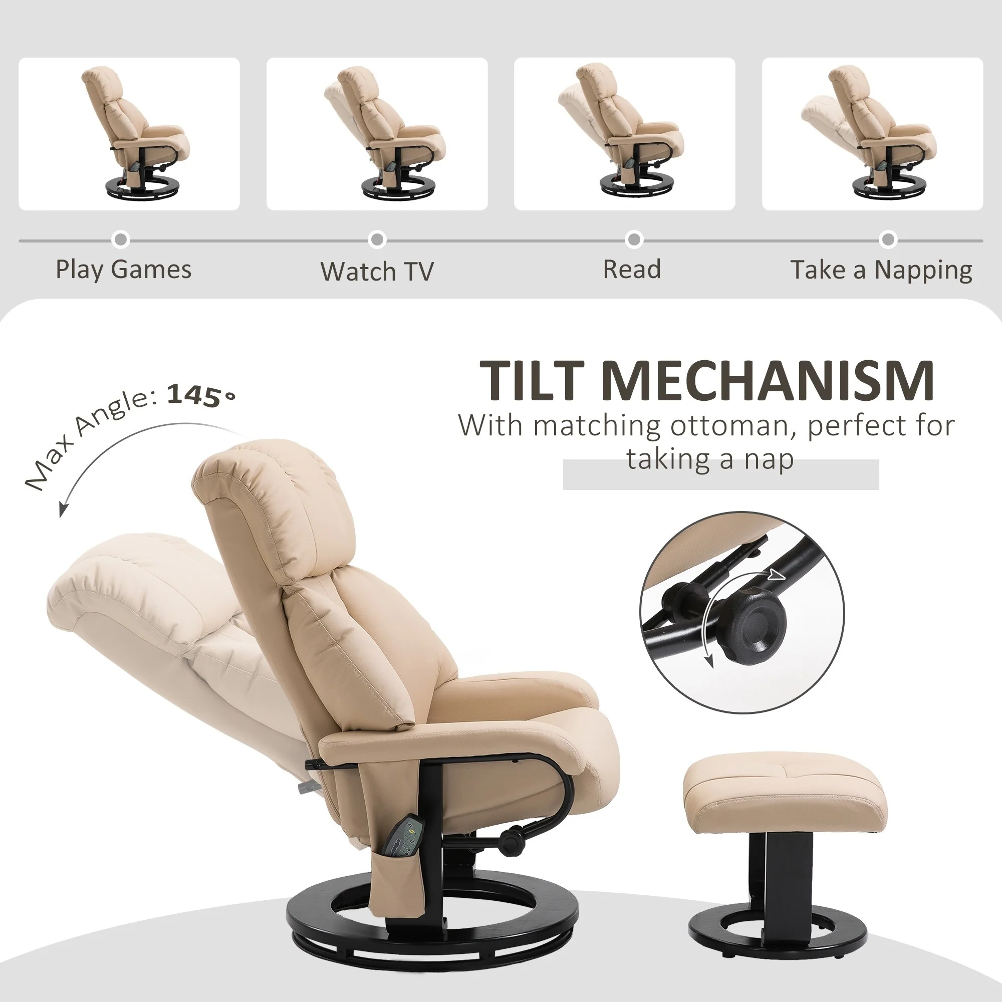 Massage Recliner Chair with Ottoman