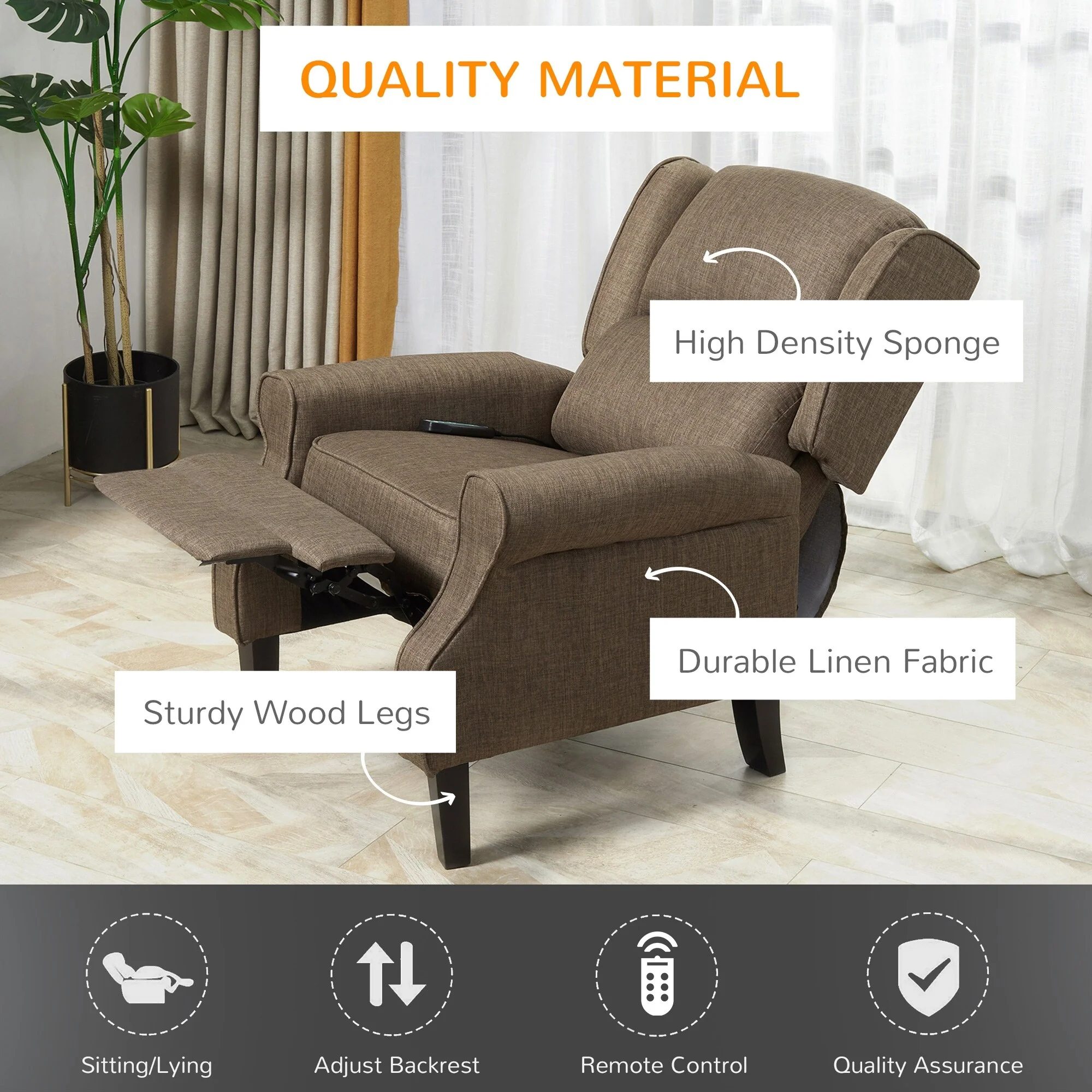 Heated Massage Recliner Chair with Lumbar Heating  Remote Controller