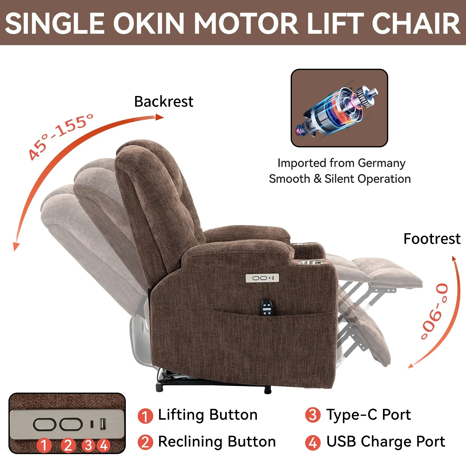 Large Power Lift Recliner Chair with Massage and Heat
