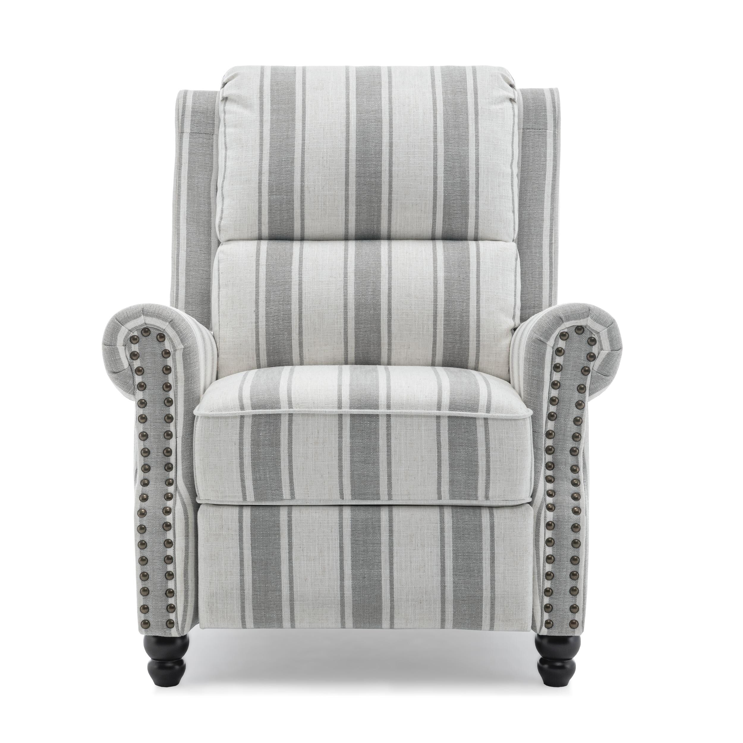 2 Set Nail-head Padded Seat Pushback Recliner Chair